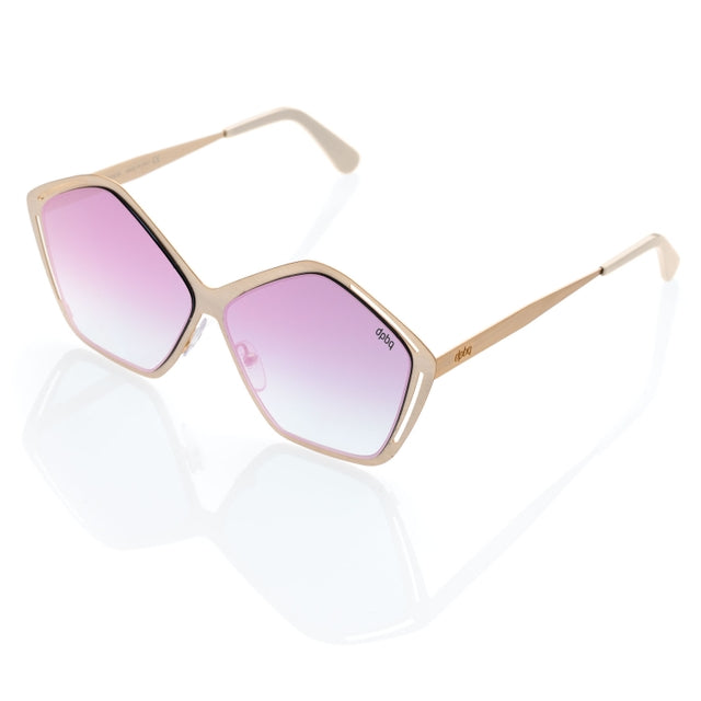 Stylish DP69 PENTA DPS099-02 women's glasses with a full-rimmed geometric design in gold metal.