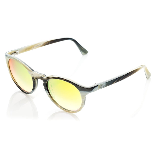 DP69 RETRO DPS014-07 round full-rimmed yellow acetate glasses for unisex wear.