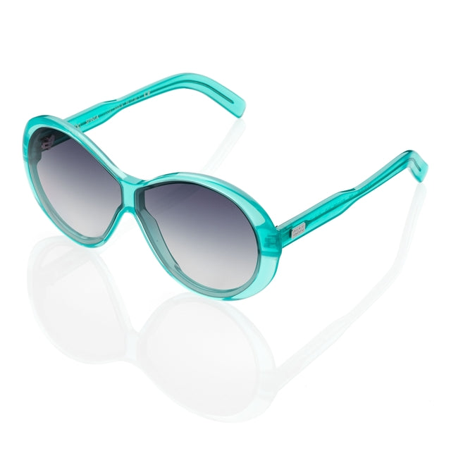 DP69 SPINTA DPS148-06 women's glasses in green acetate with full-rimmed oval design.