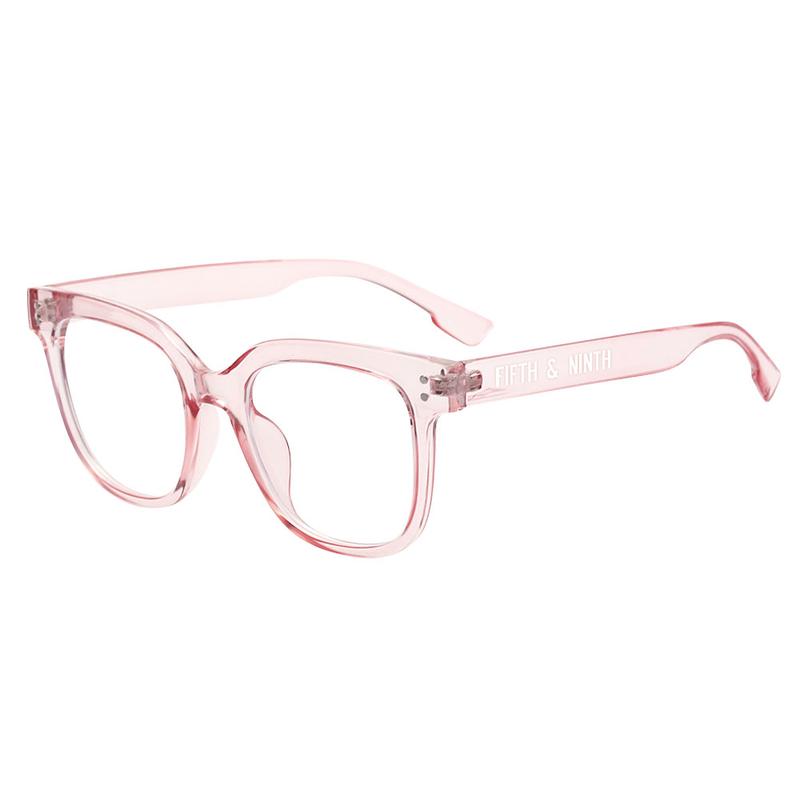 Draper Blue Light Glasses with a modern square frame, lightweight design, and transparent travel case.