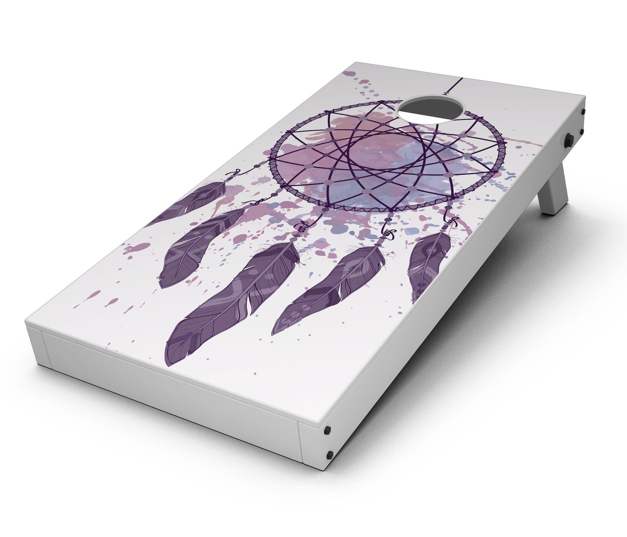 Dreamcatcher Splatter CornHole Board Skin Decal Kit showcasing vibrant colors and intricate design for personalized Cornhole boards.