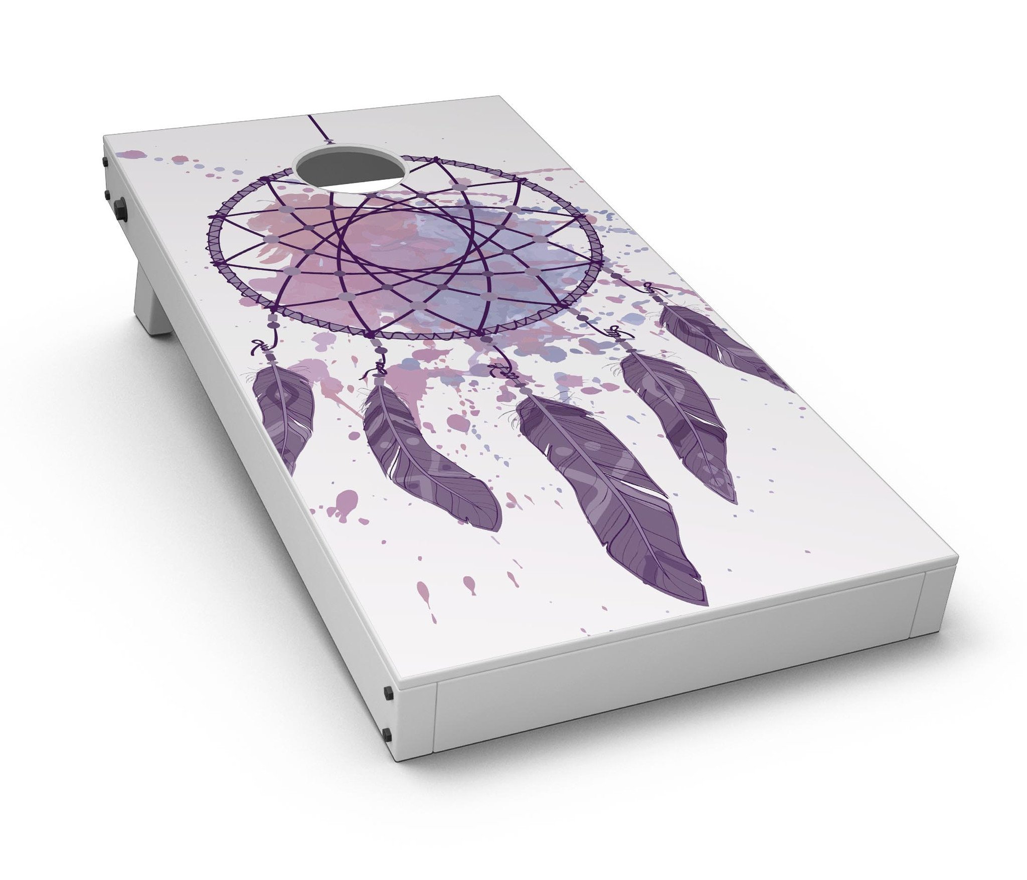 Dreamcatcher Splatter CornHole Board Skin Decal Kit showcasing vibrant colors and intricate design for personalized Cornhole boards.