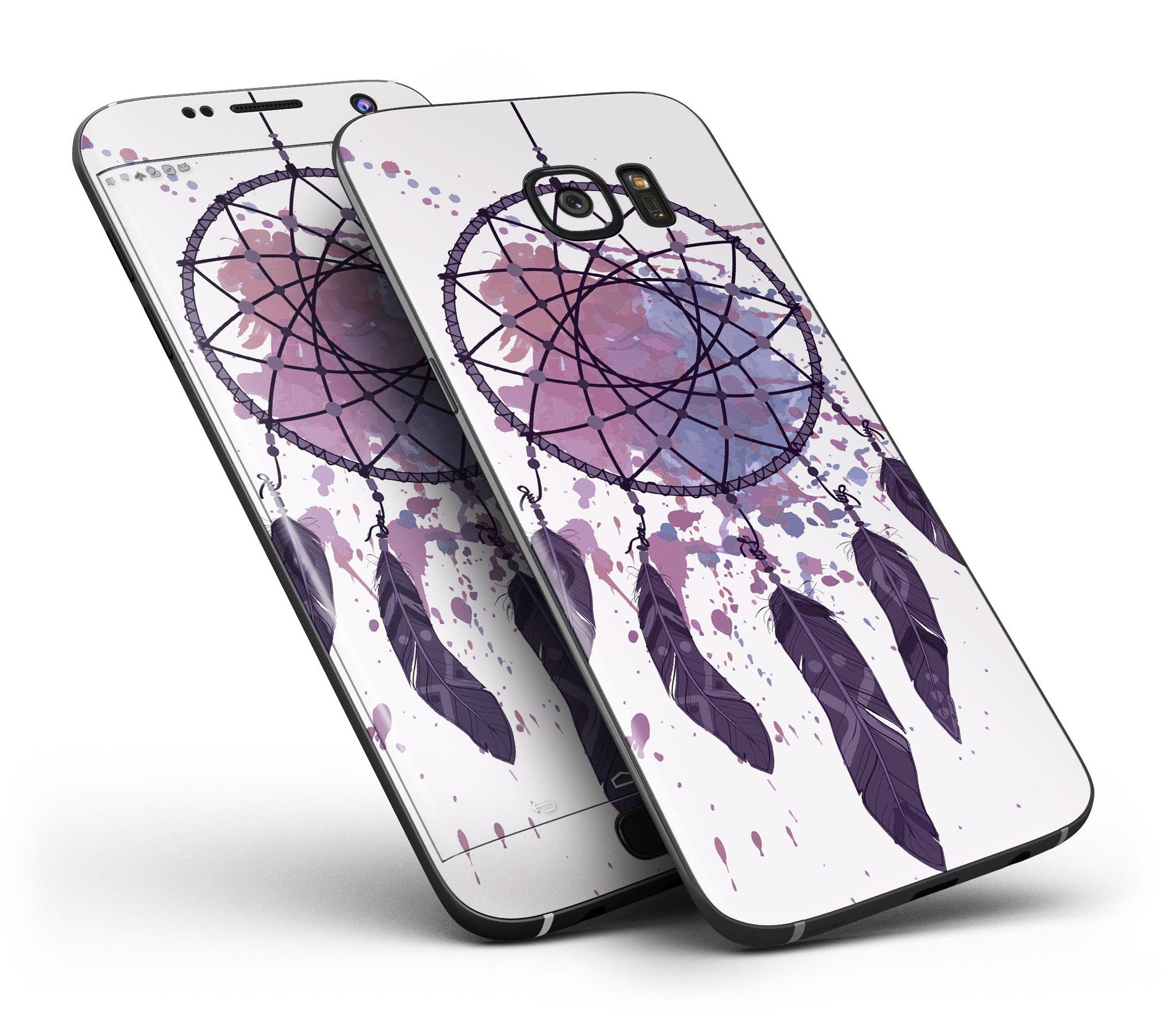 Dreamcatcher Splatter Full Body Skin-Kit for Samsung Galaxy S7, showcasing vibrant colors and unique design.