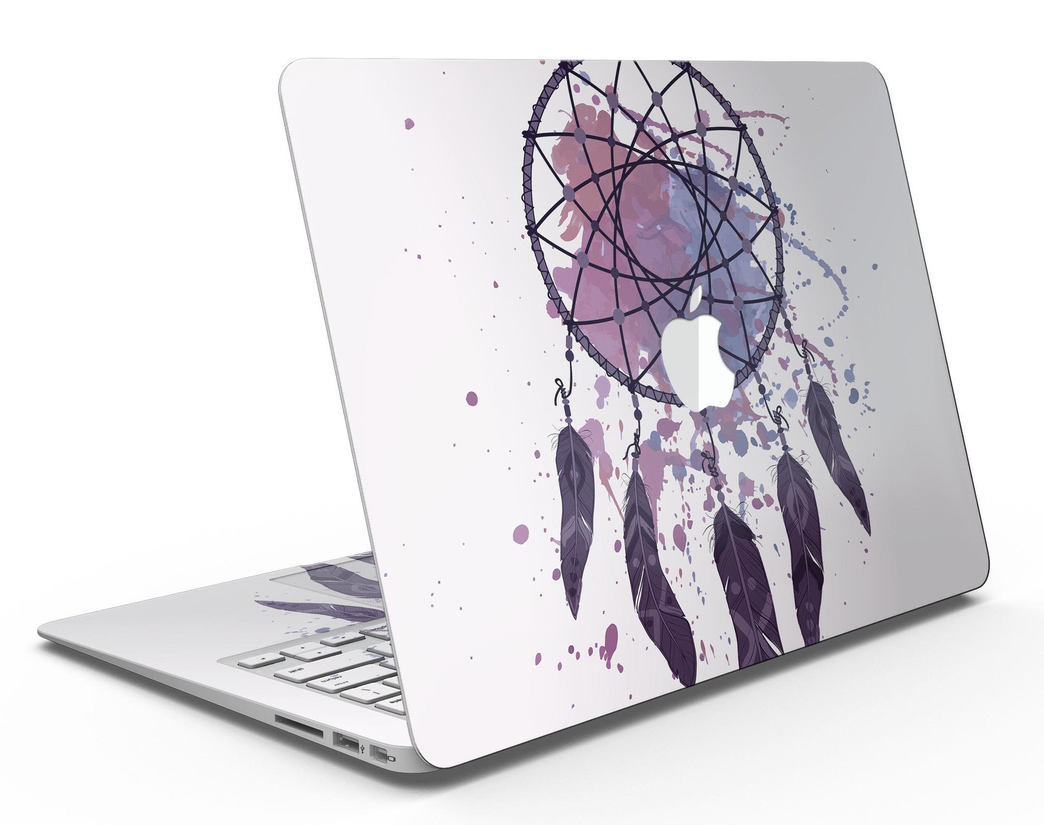 Dreamcatcher Splatter MacBook Air Skin Kit showcasing vibrant splatter design on a sleek MacBook Air.