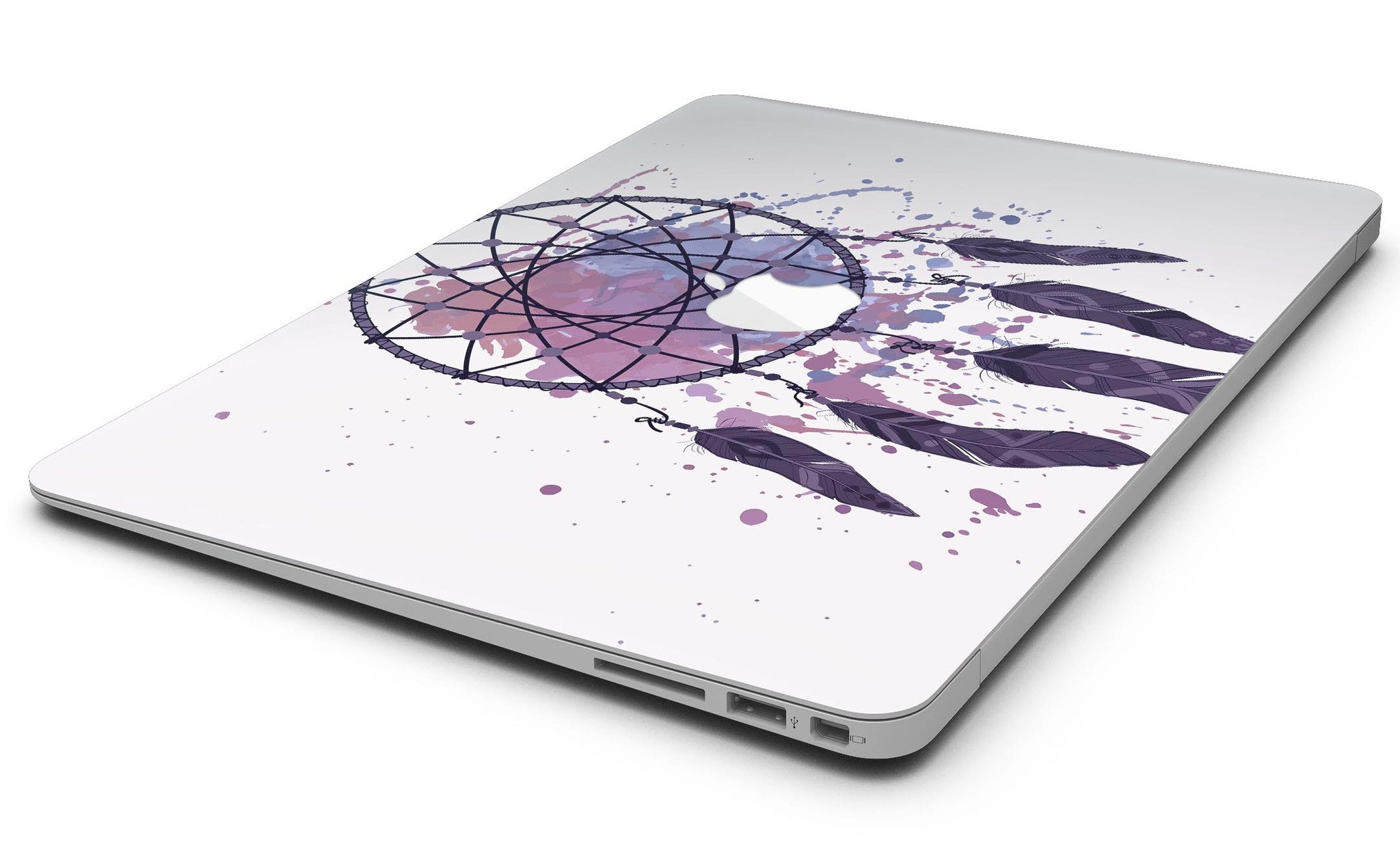 Dreamcatcher Splatter MacBook Air Skin Kit showcasing vibrant splatter design on a sleek MacBook Air.