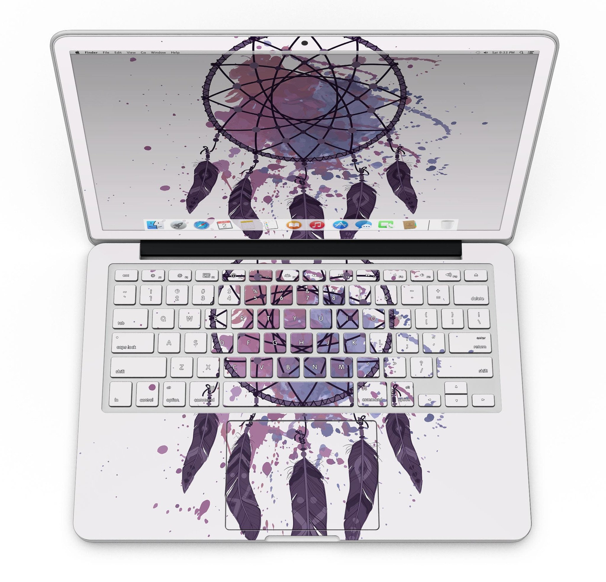 Dreamcatcher Splatter skin for MacBook Pro with Retina Display, showcasing vibrant colors and unique design.