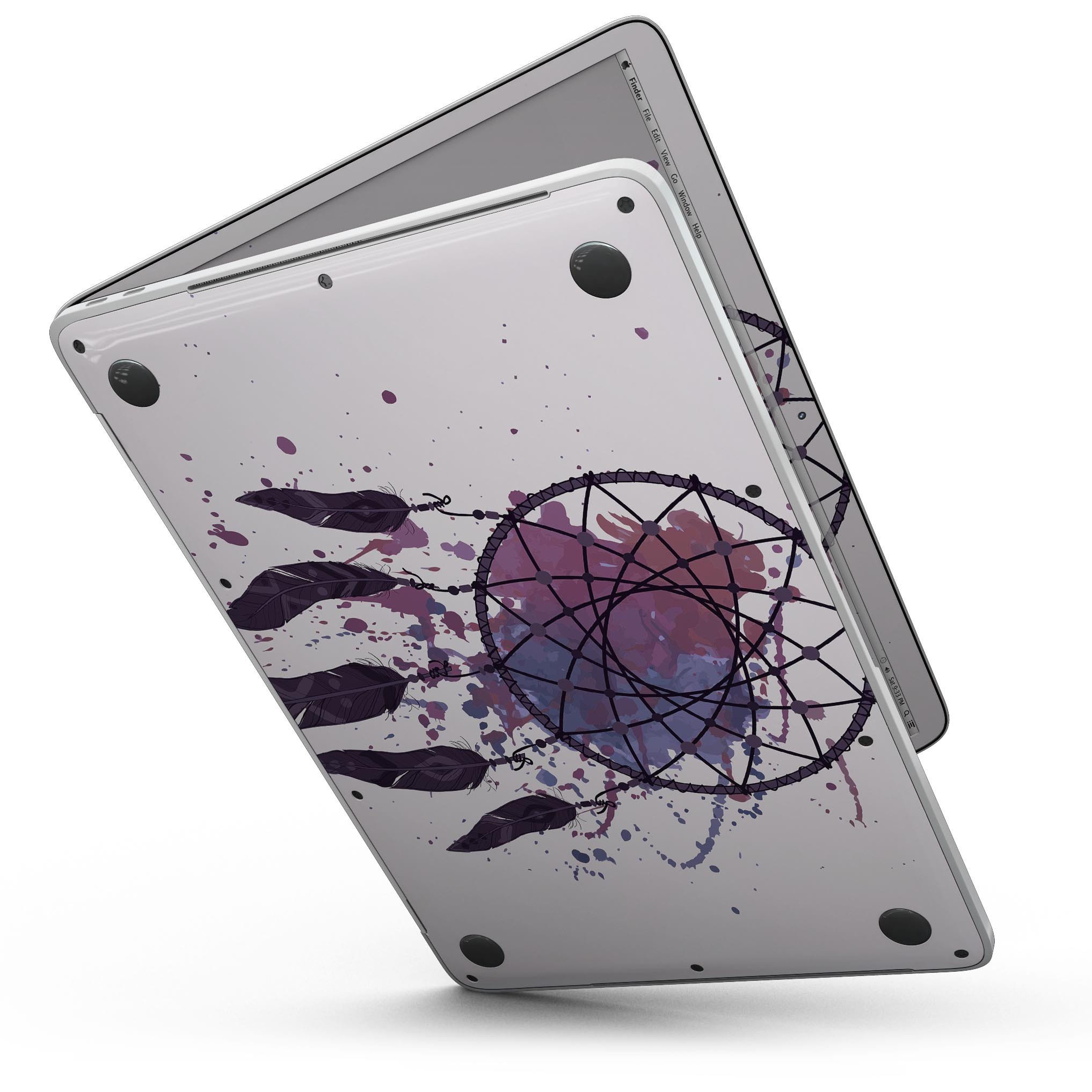 Dreamcatcher Splatter skin kit for MacBook Pro with Touch Bar, showcasing vibrant colors and unique design.