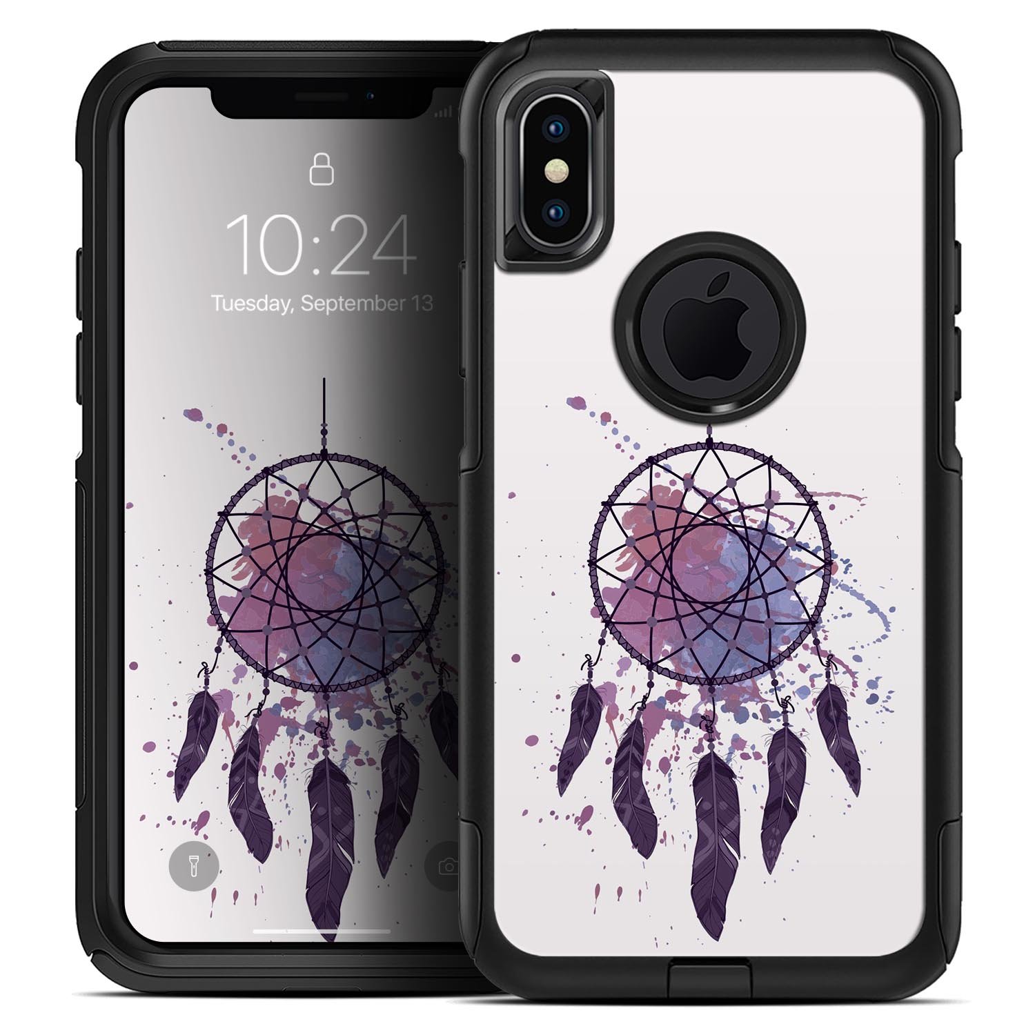 Dreamcatcher Splatter Skin Kit for iPhone OtterBox Cases featuring vibrant colors and unique patterns.