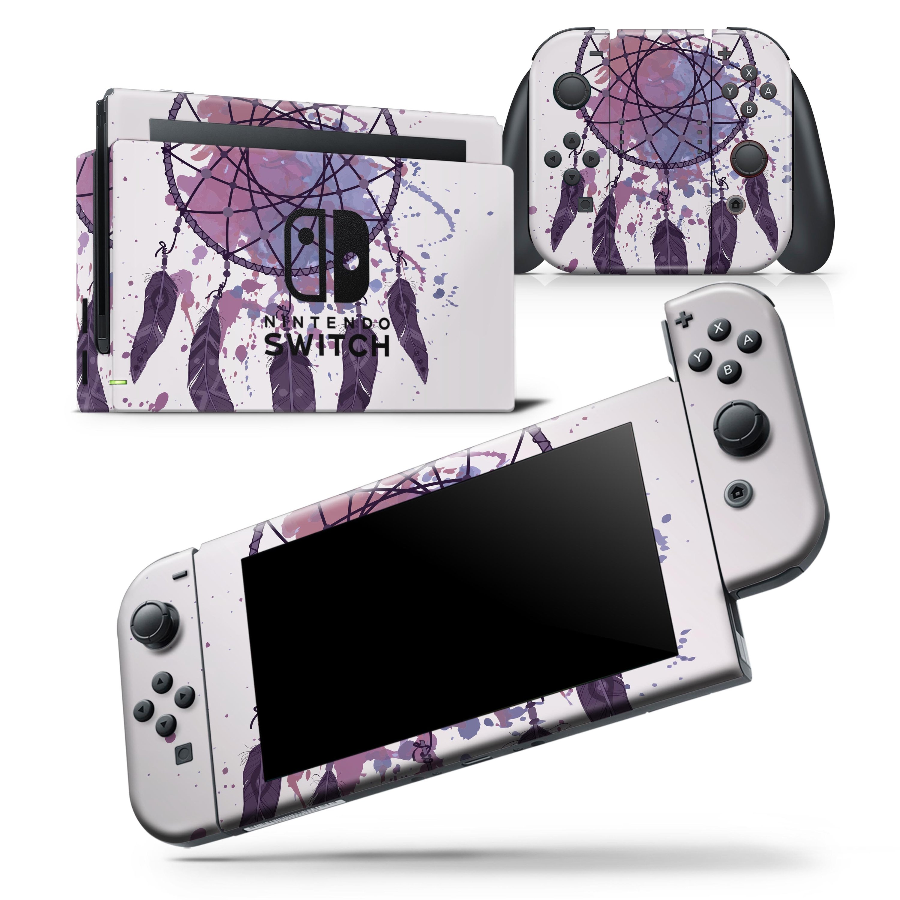 Dreamcatcher Splatter skin wrap decal for Nintendo Switch Lite, showcasing vibrant colors and unique design.