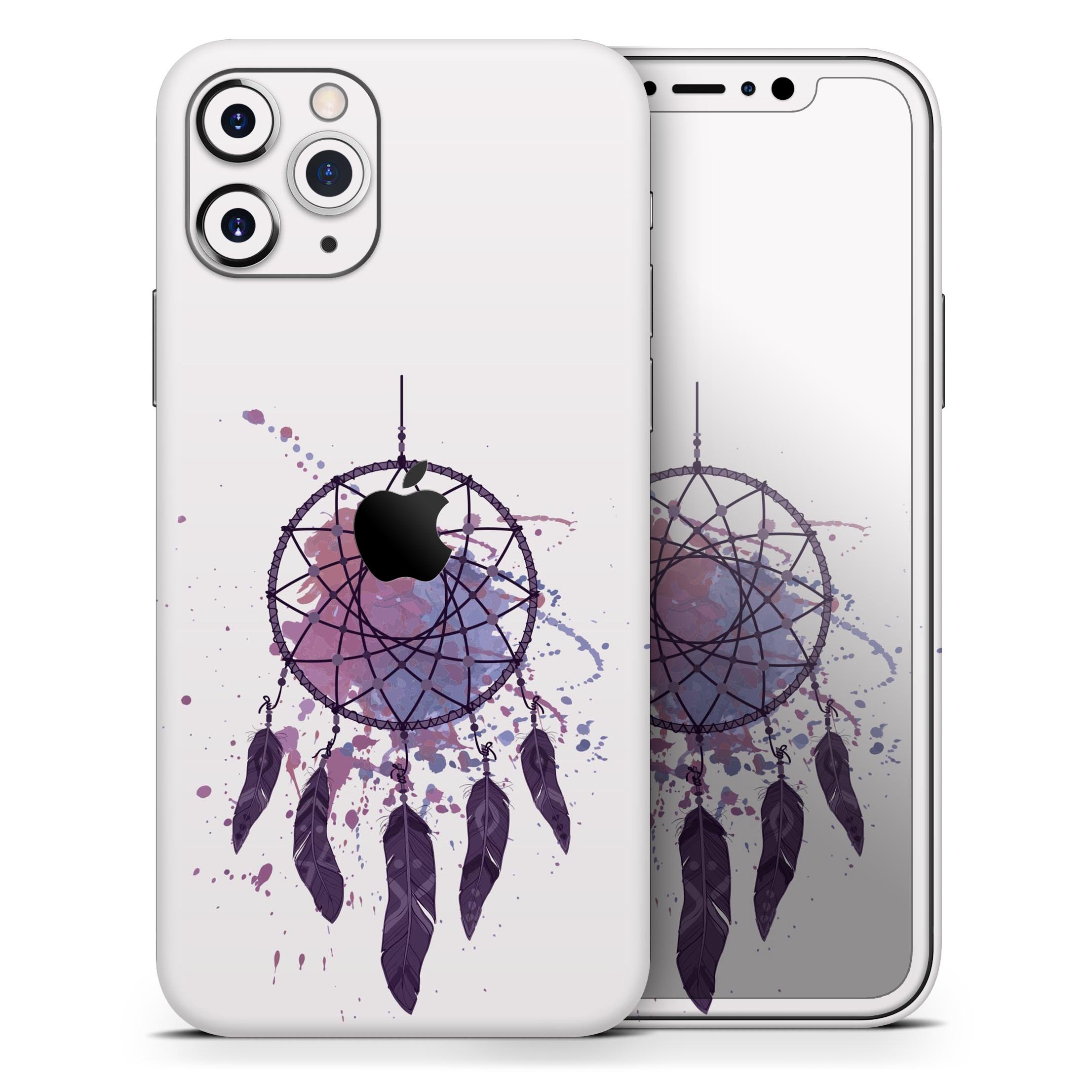 Dreamcatcher Splatter Skin-Kit for Apple iPhone 13, showcasing vibrant colors and unique design.