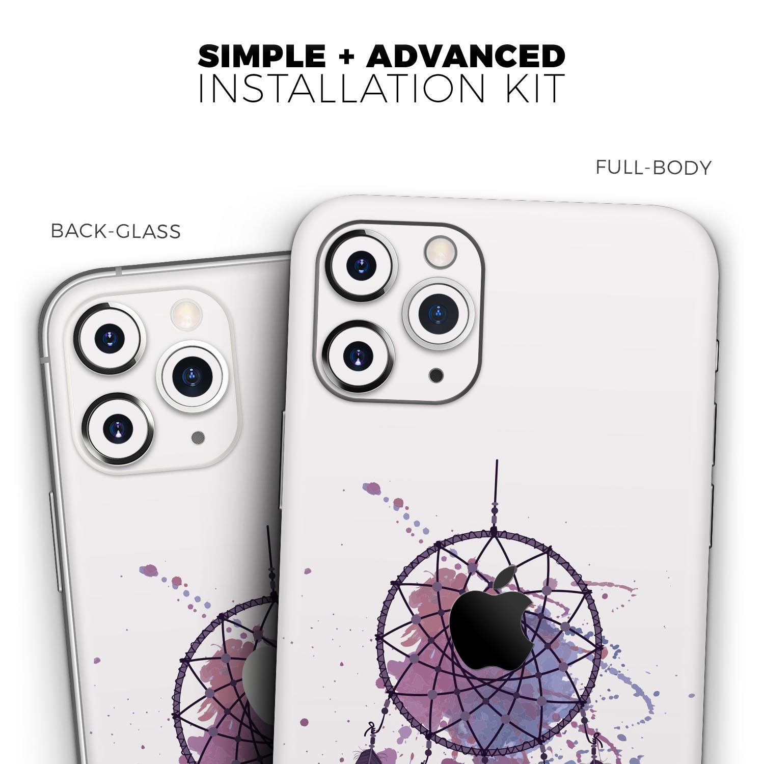 Dreamcatcher Splatter Skin-Kit for Apple iPhone 13, showcasing vibrant colors and unique design.