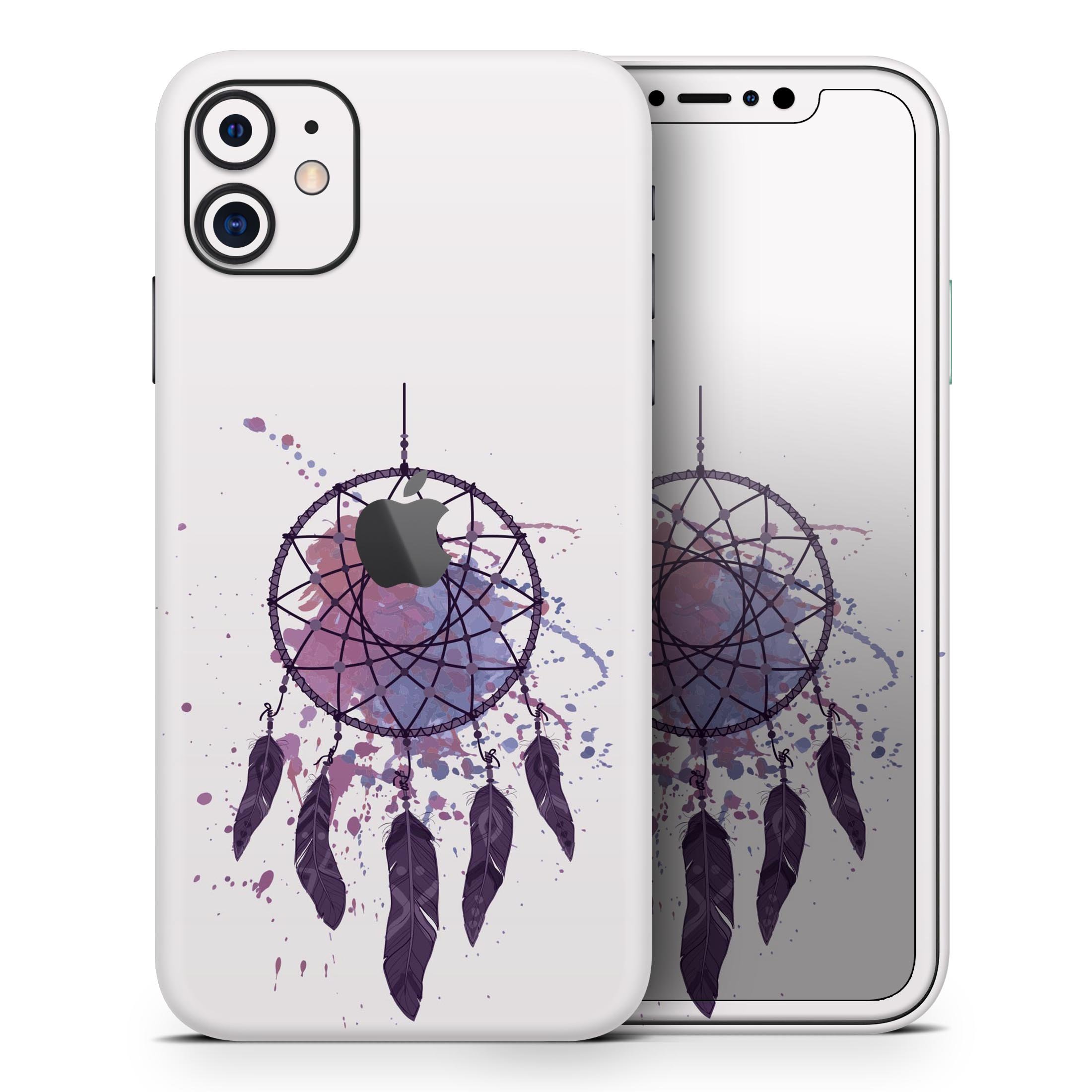 Dreamcatcher Splatter Skin-Kit for Apple iPhone 13, showcasing vibrant colors and unique design.