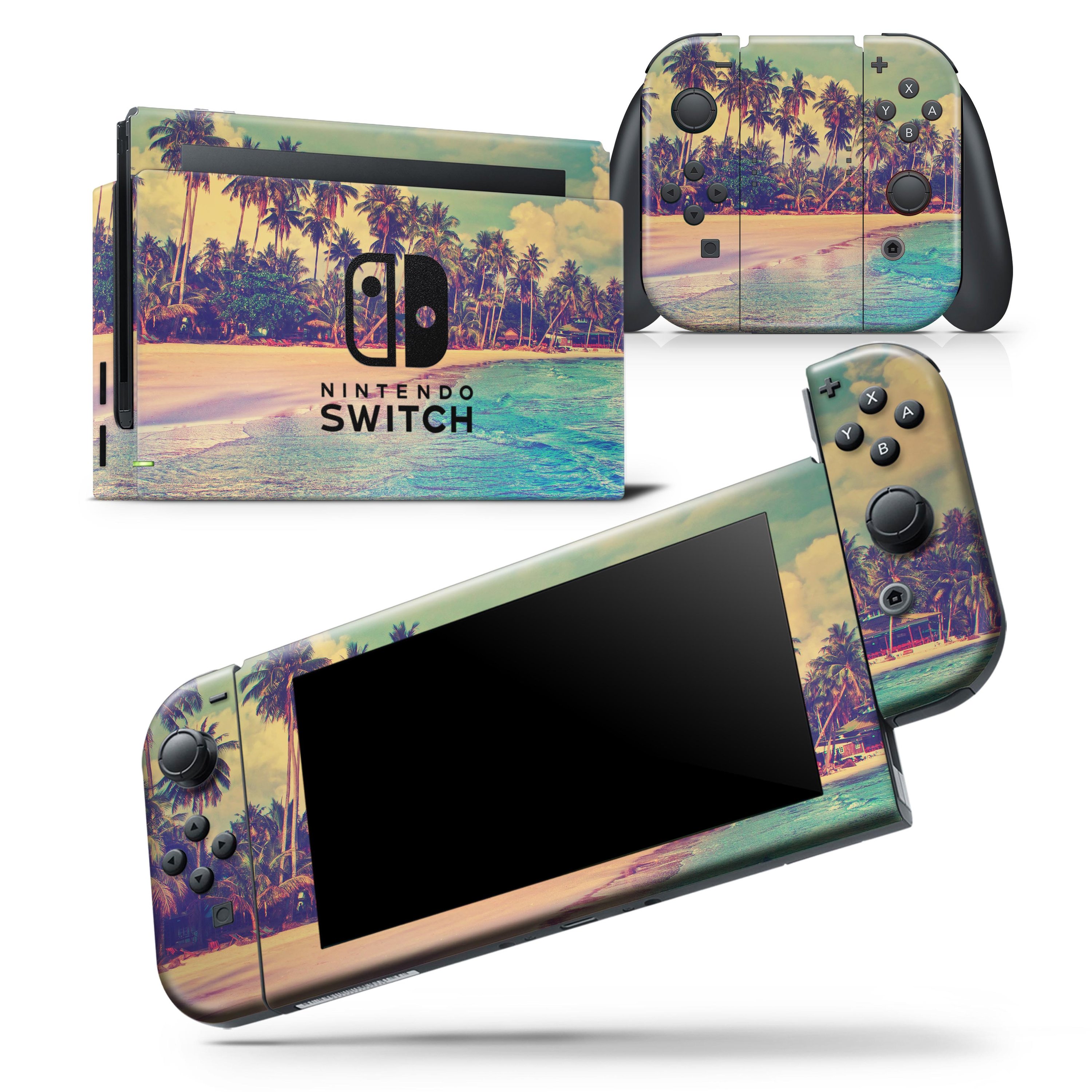 Dreamy Beach skin wrap decal for Nintendo Switch Lite, showcasing vibrant colors and a unique design that fits snugly on the console and dock.