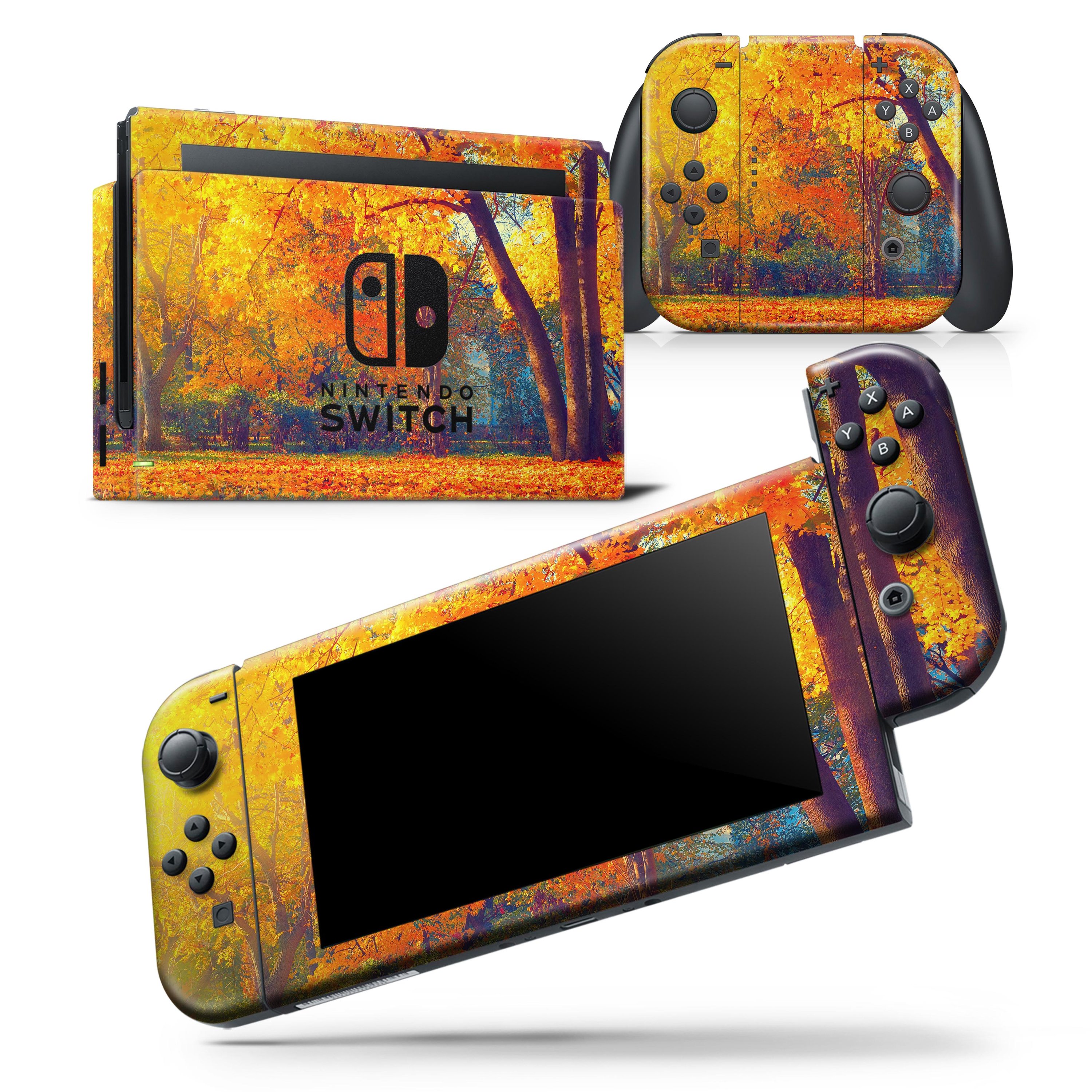 Dreamy Fall Walk skin wrap decal for Nintendo Switch Lite, featuring vibrant autumn colors and a snug fit design.