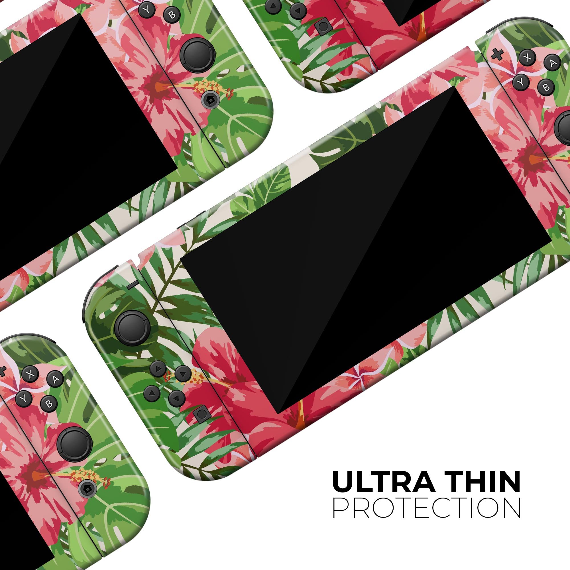 Dreamy Subtle Floral V1 skin decal wrap kit for Nintendo Switch, showcasing a beautiful floral design that fits snugly on the console.