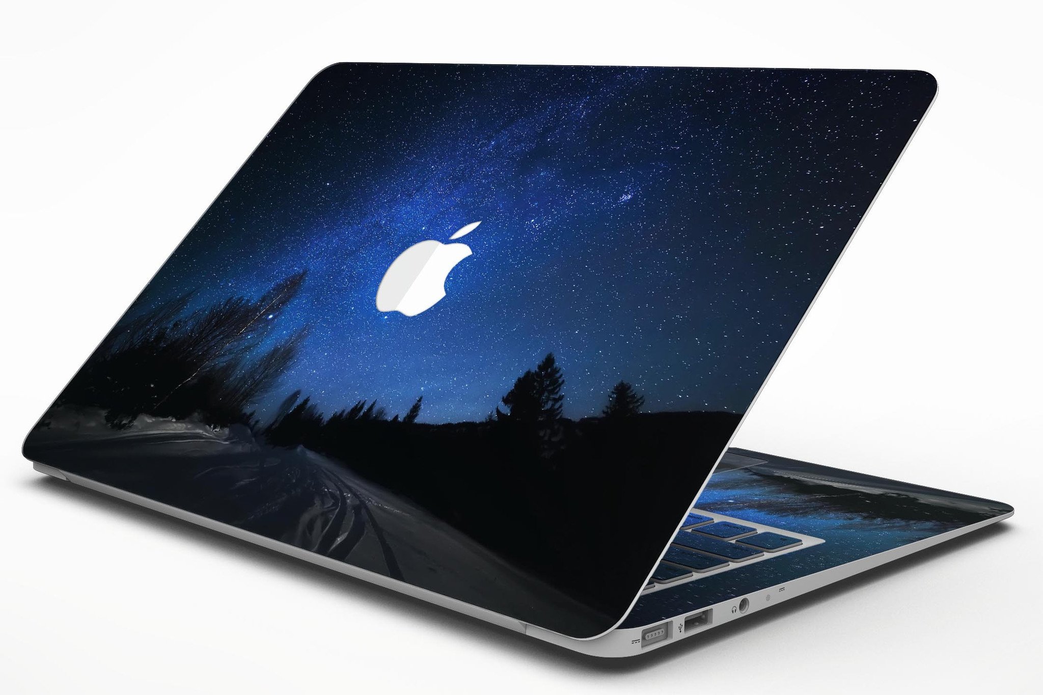 Drive all Night MacBook Air Skin Kit showcasing premium vinyl design with glossy and matte finish options.