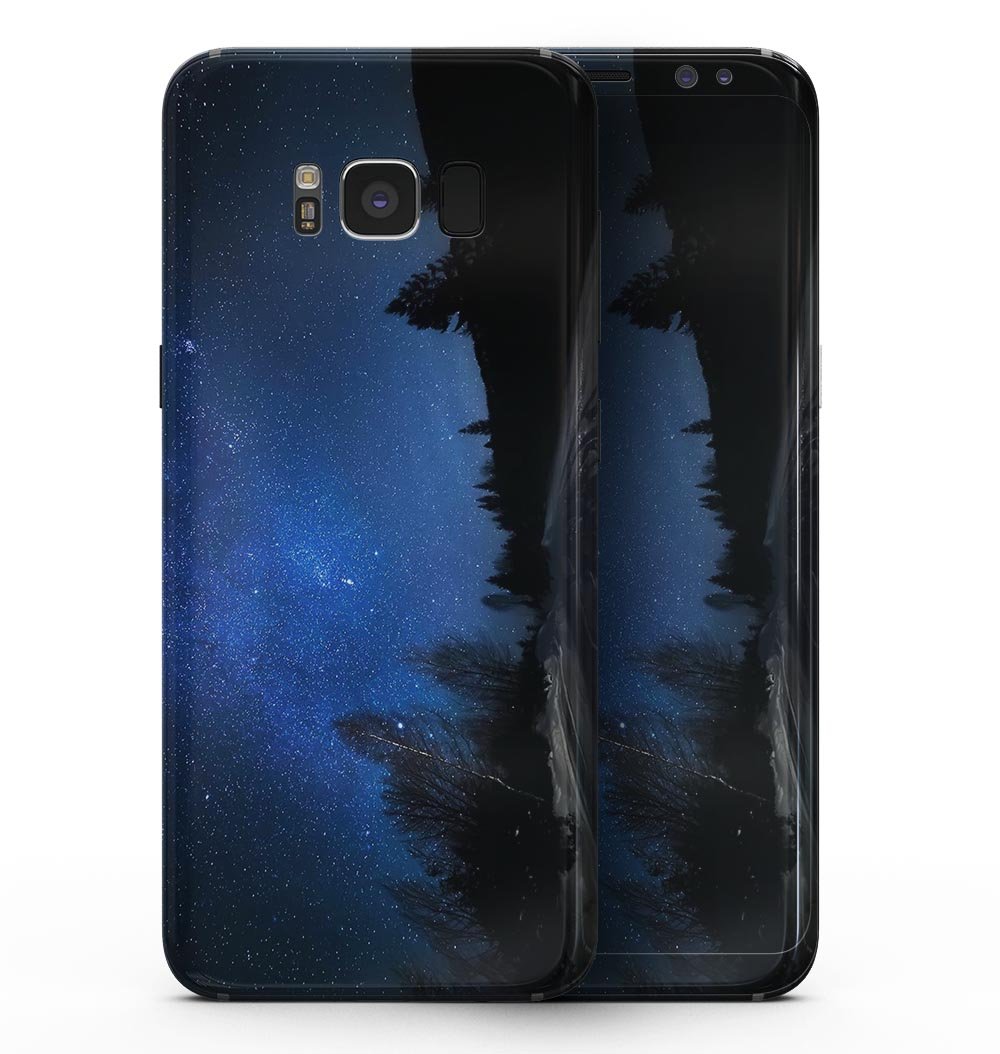 Samsung Galaxy S8 with Drive All Night full-body skin kit, showcasing its sleek design and vibrant finish.