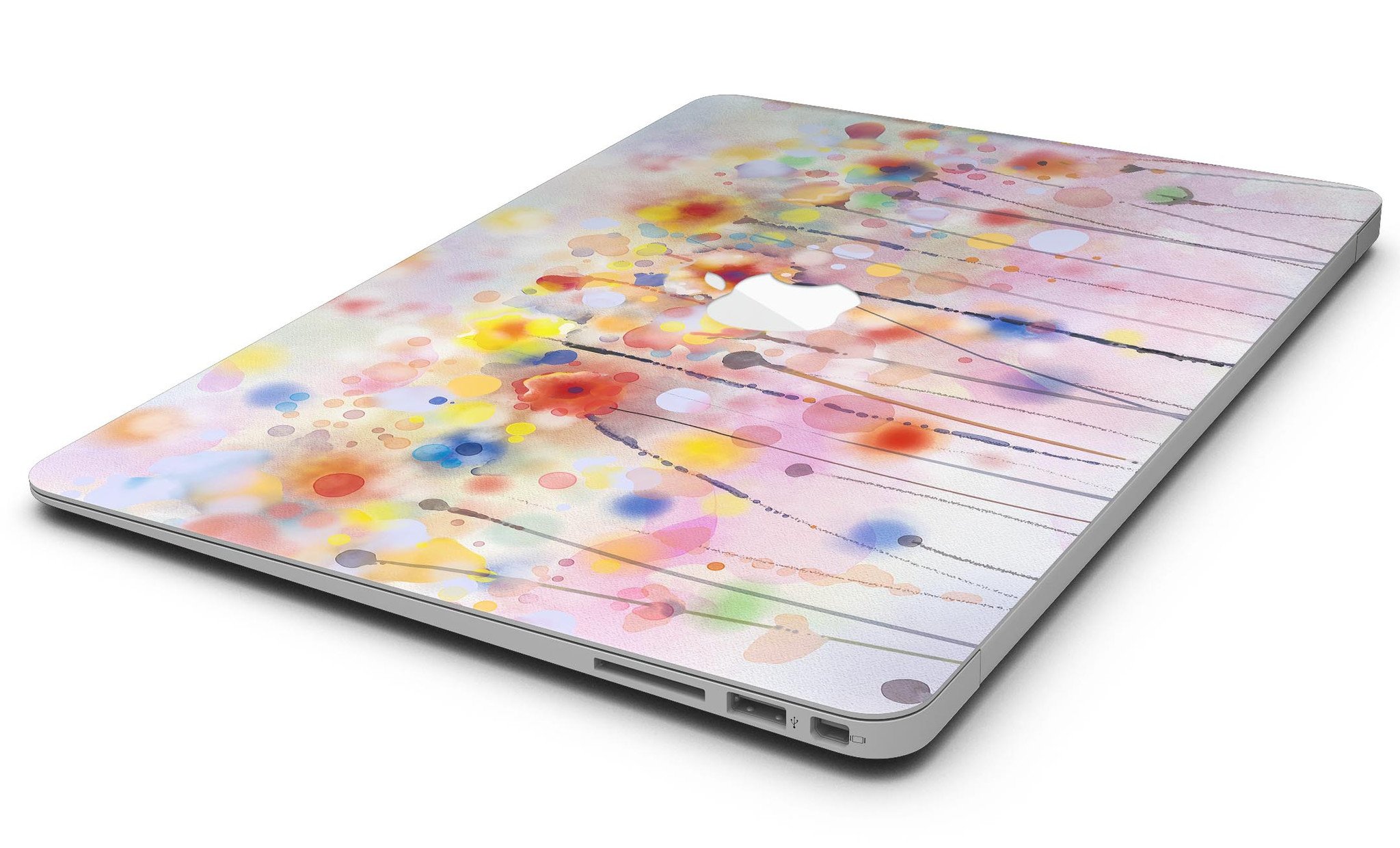 Drizzle Watercolor Flowers V1 MacBook Air Skin Kit showcasing vibrant floral design on a sleek MacBook Air.