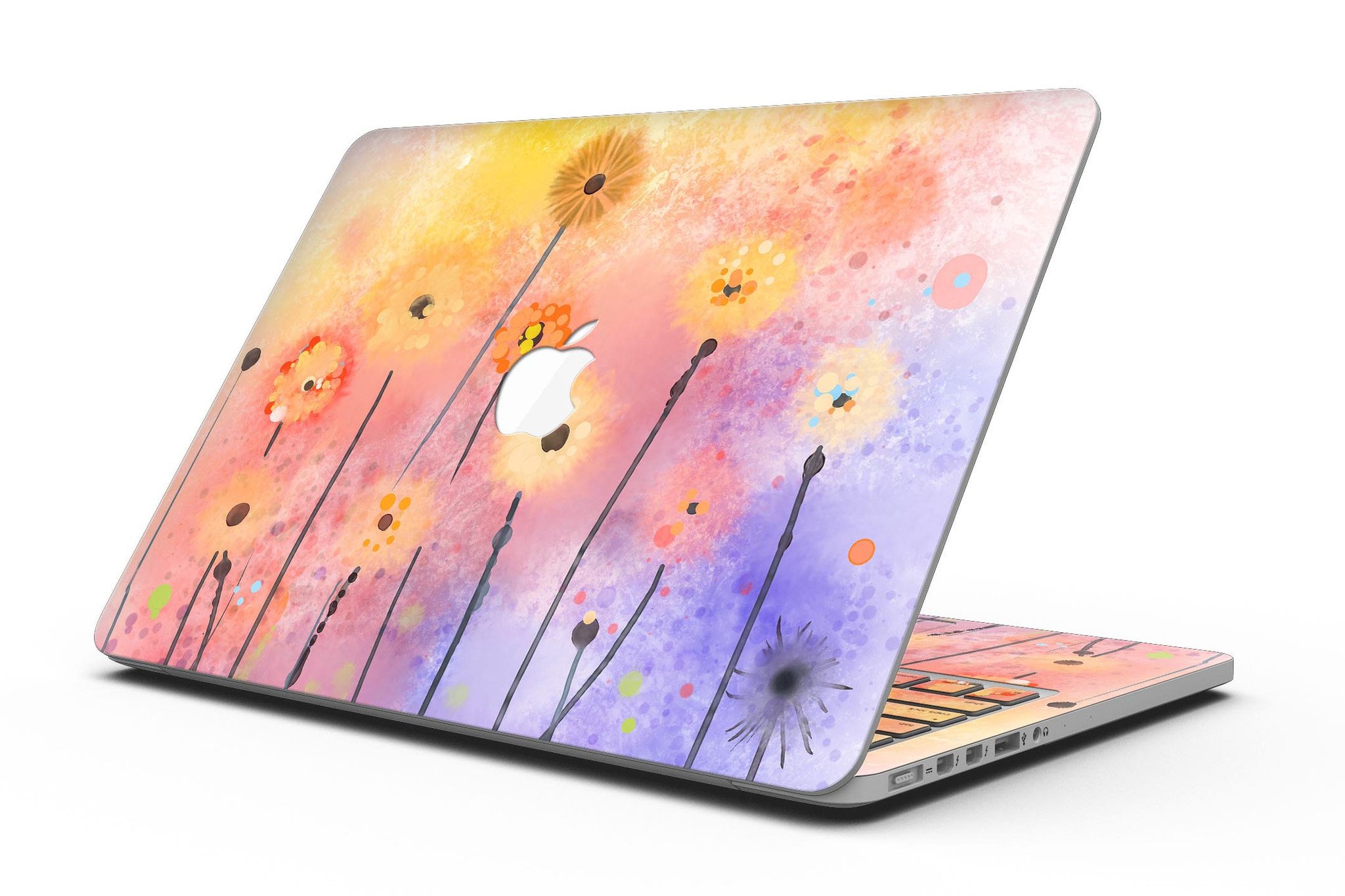 Drizzle Watercolor Flowers V2 skin for MacBook Pro with Retina Display, showcasing vibrant floral design on a sleek device.