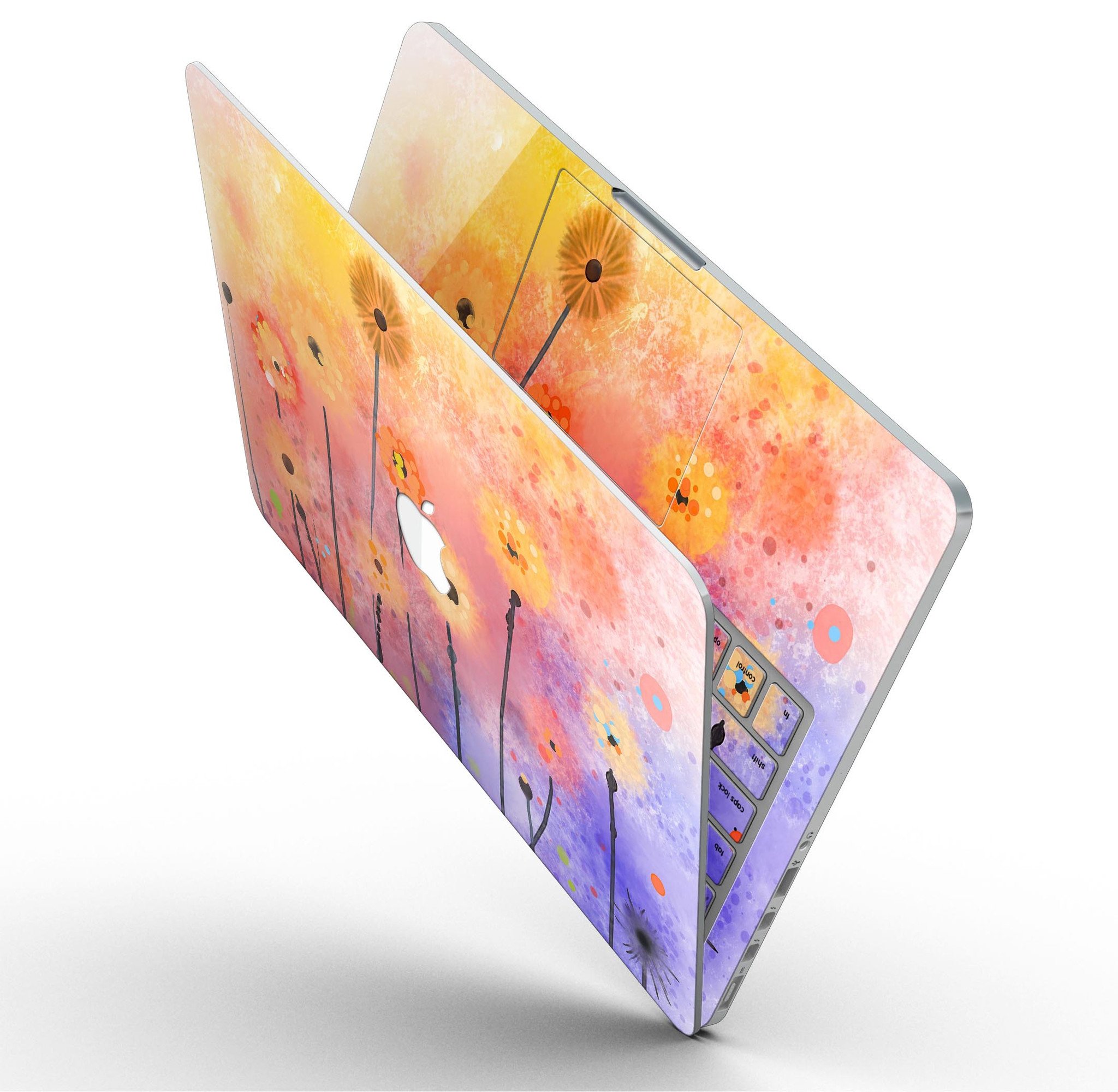 Drizzle Watercolor Flowers V2 skin for MacBook Pro with Retina Display, showcasing vibrant floral design on a sleek device.