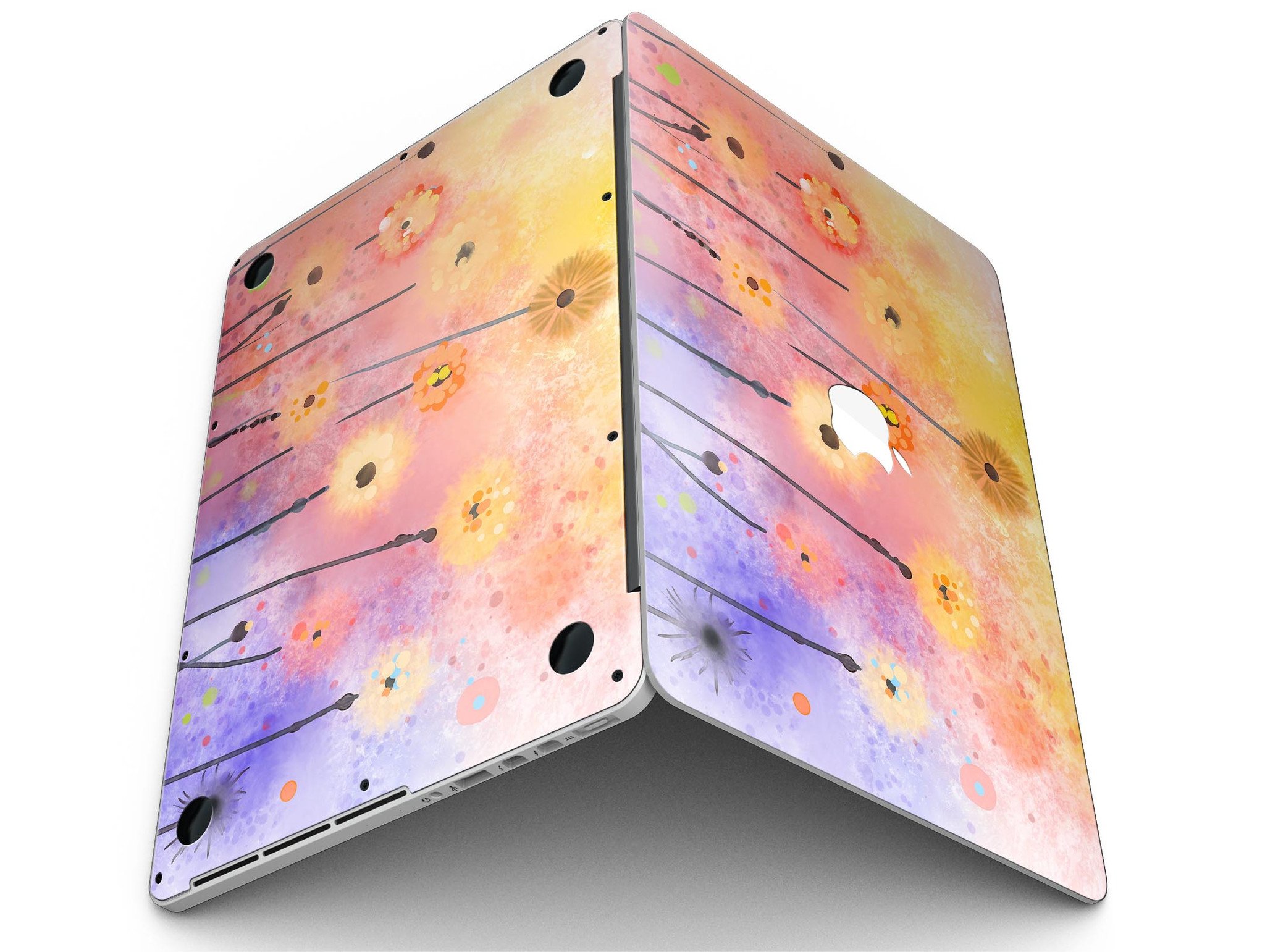 Drizzle Watercolor Flowers V2 skin for MacBook Pro with Retina Display, showcasing vibrant floral design on a sleek device.