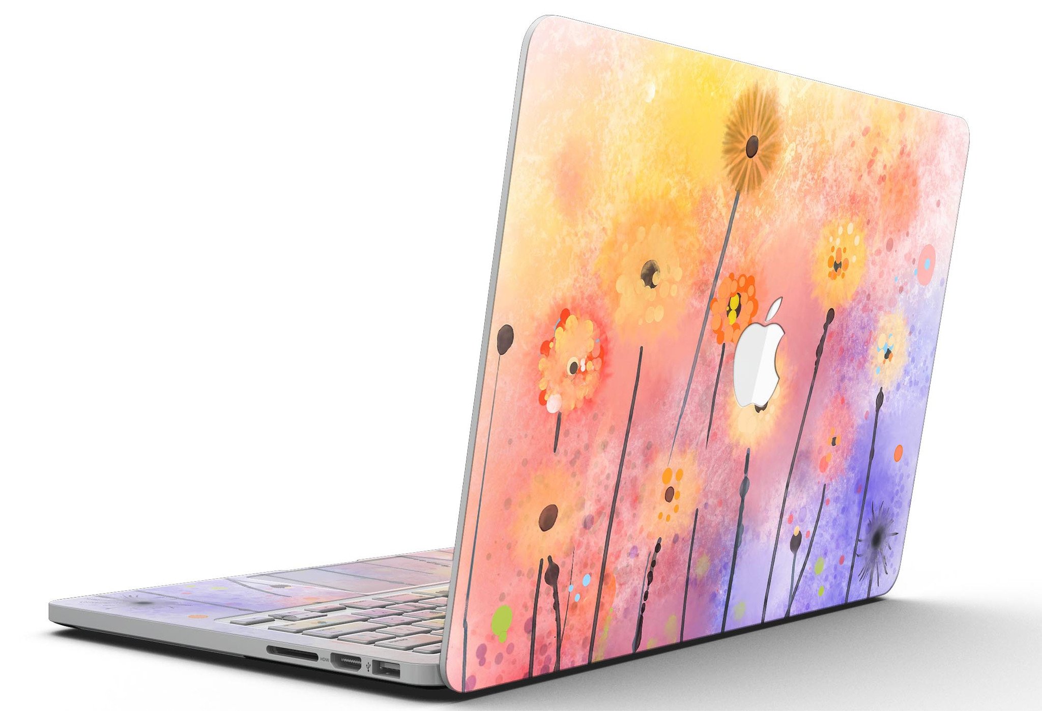 Drizzle Watercolor Flowers V2 skin for MacBook Pro with Retina Display, showcasing vibrant floral design on a sleek device.