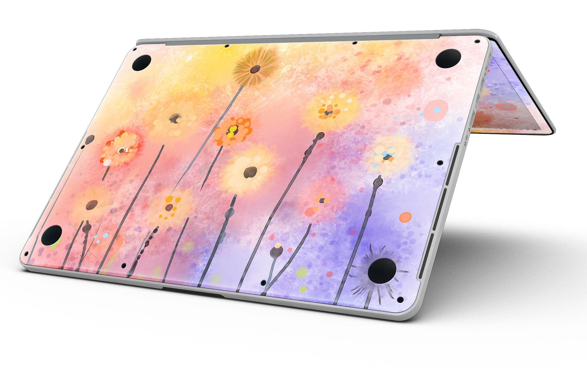 Drizzle Watercolor Flowers V2 skin for MacBook Pro with Retina Display, showcasing vibrant floral design on a sleek device.