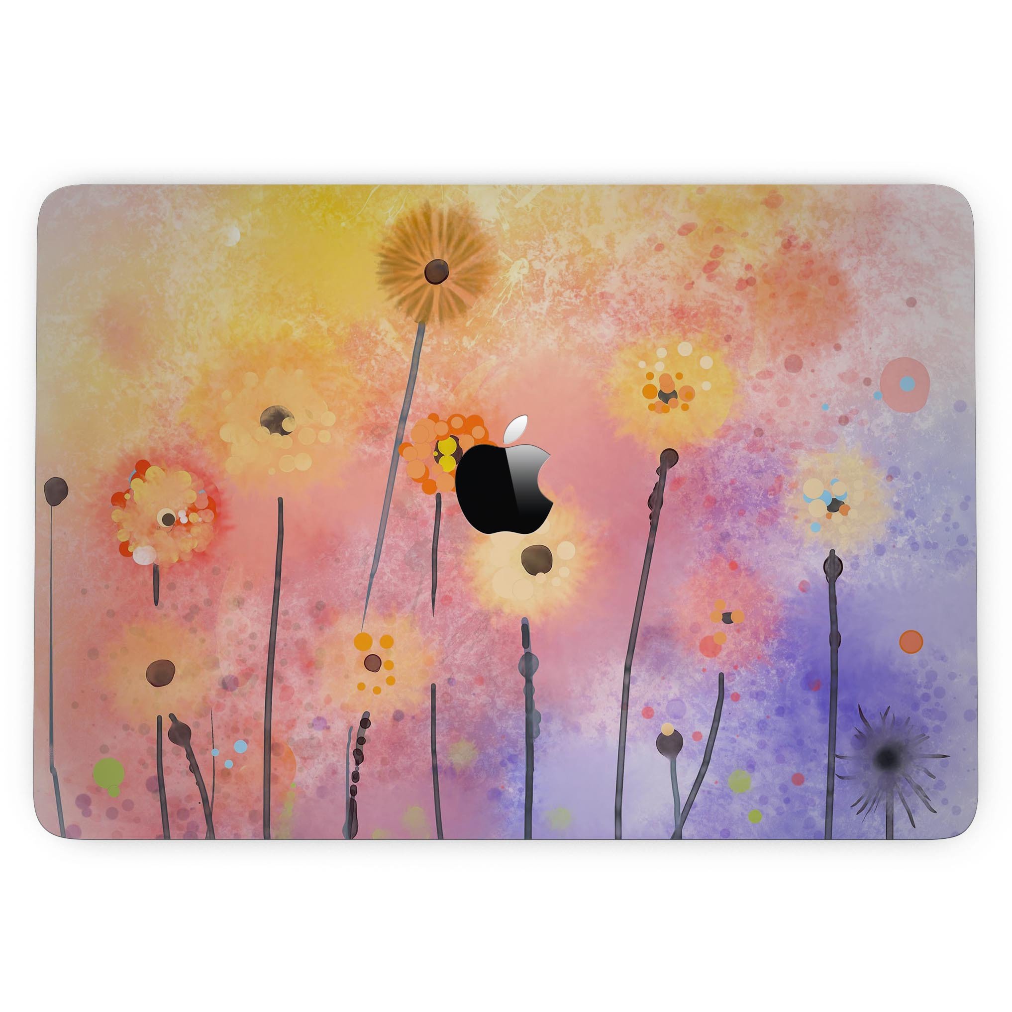 Drizzle Watercolor Flowers V2 skin for MacBook Pro, showcasing vibrant floral design on a sleek device.