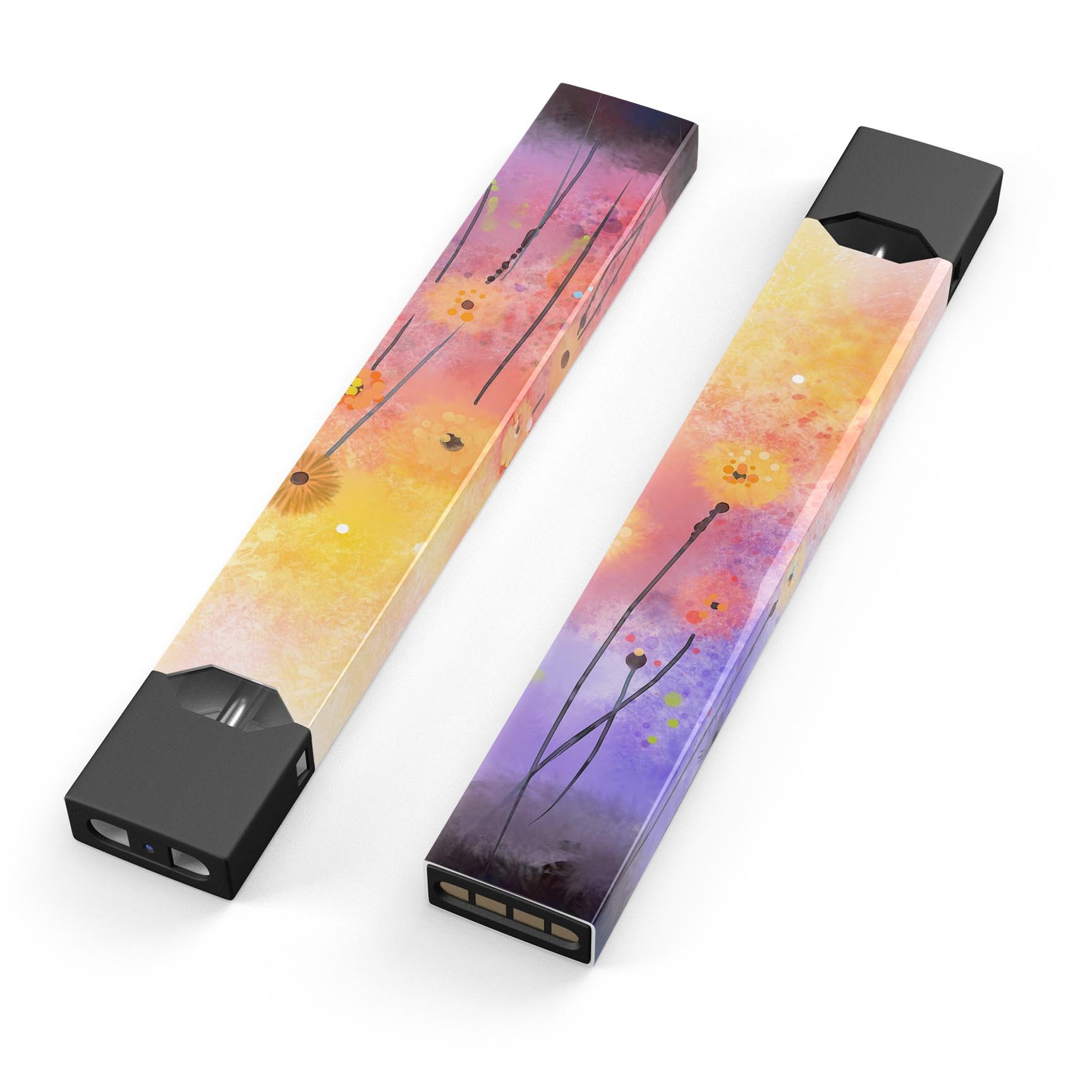 Drizzle Watercolor Flowers V2 skin-wrap for JUUL device, showcasing vibrant floral design and premium quality.