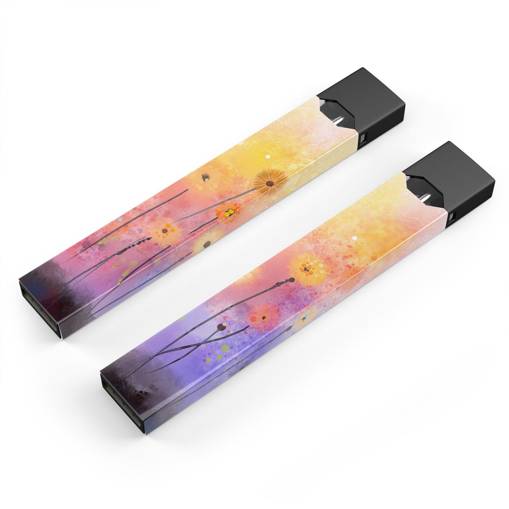 Drizzle Watercolor Flowers V2 skin-wrap for JUUL device, showcasing vibrant floral design and premium quality.