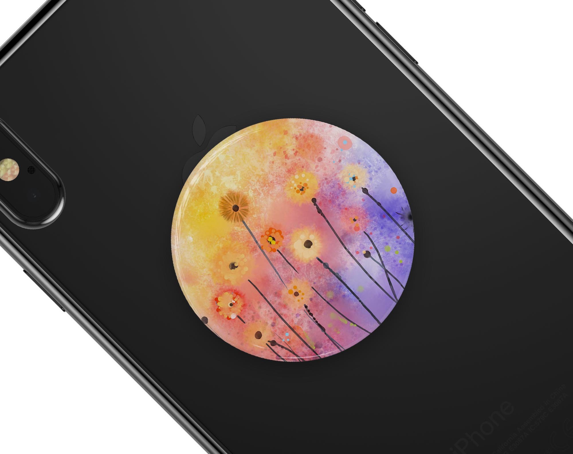 Drizzle Watercolor Flowers V2 Skin Kit for PopSockets, showcasing vibrant floral design on premium vinyl.