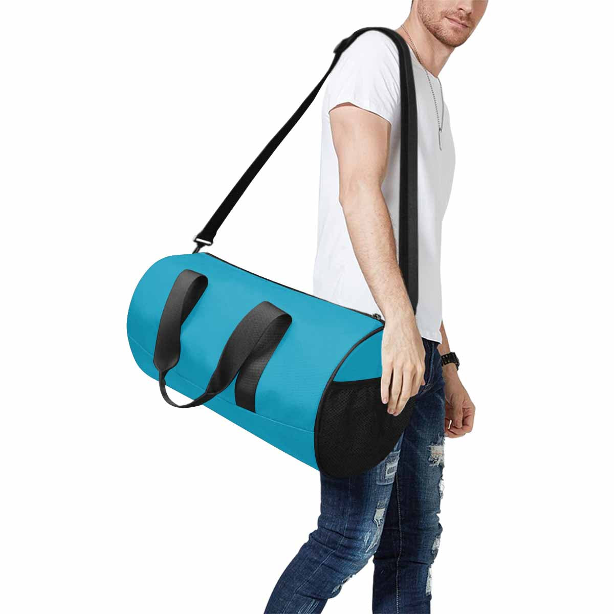 Blue Green Duffel Bag designed for travel and outdoor activities, featuring waterproof fabric and spacious compartments.