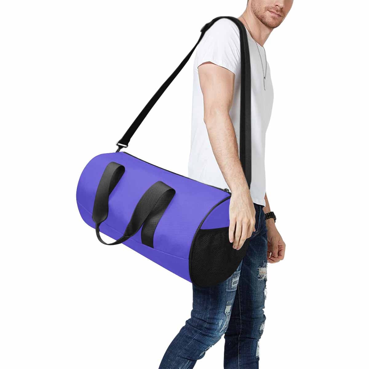 Blue Iris Duffel Bag showcasing its waterproof fabric and spacious design, perfect for travel and outdoor activities.