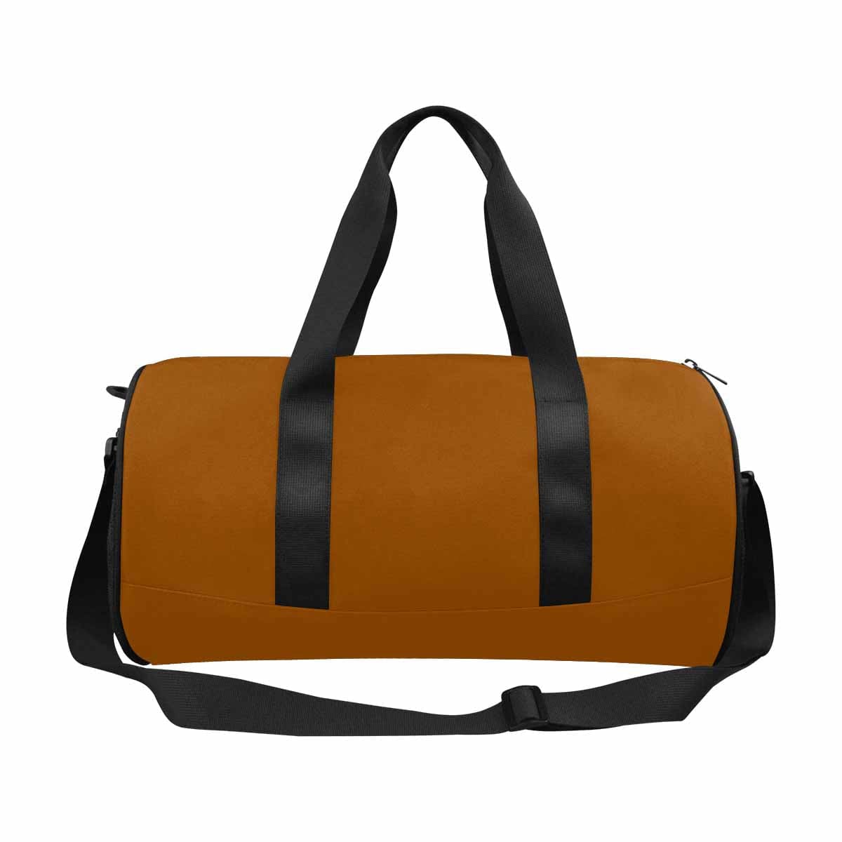 Brown travel duffel bag made from waterproof fabric, featuring a spacious main compartment and adjustable shoulder strap.