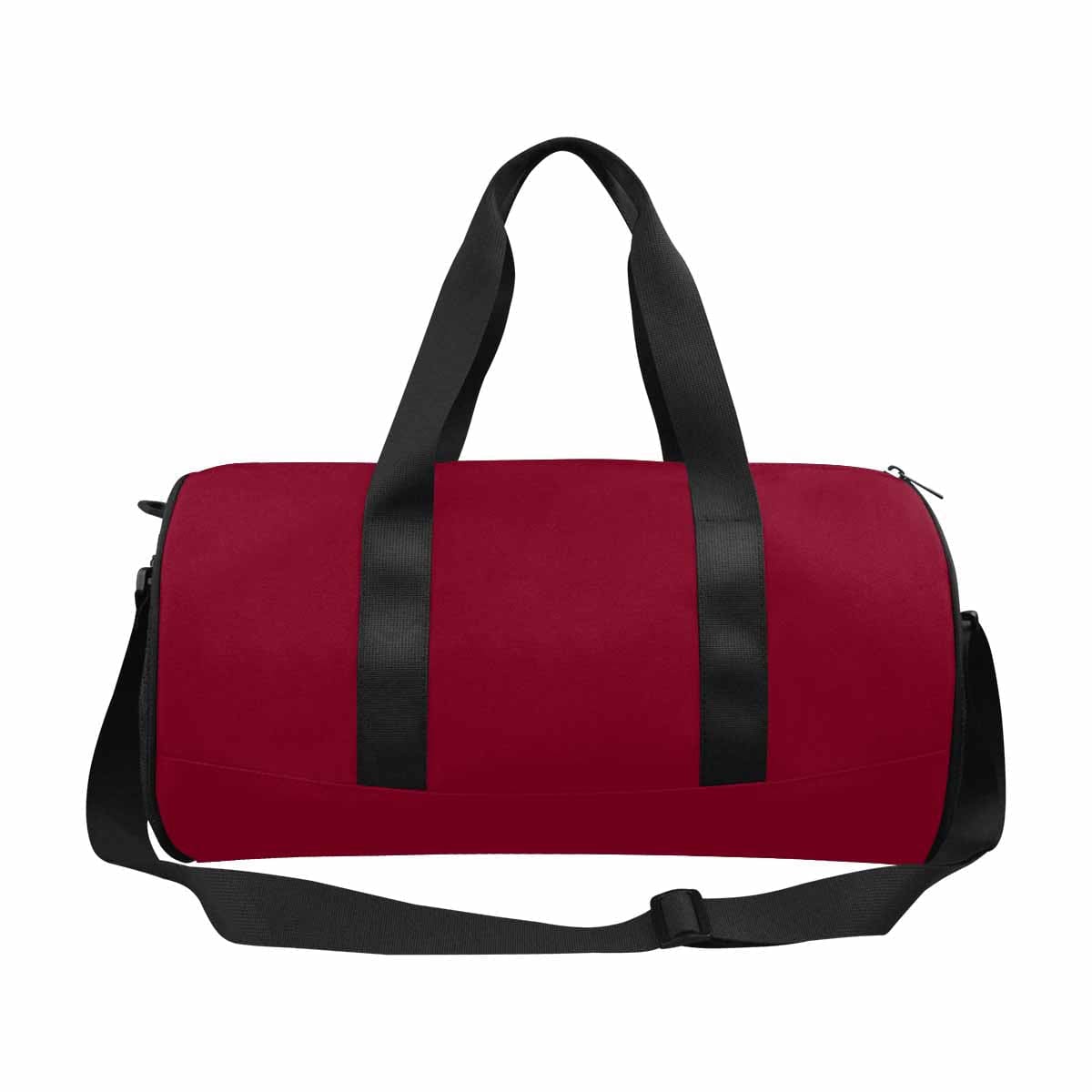 Burgundy Red Duffel Bag with waterproof fabric, spacious compartments, and adjustable shoulder strap, ideal for travel and outdoor activities.