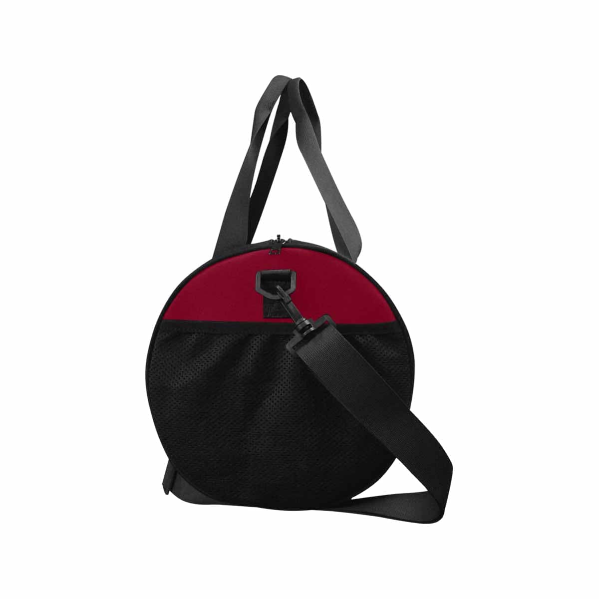 Burgundy Red Duffel Bag with waterproof fabric, spacious compartments, and adjustable shoulder strap, ideal for travel and outdoor activities.