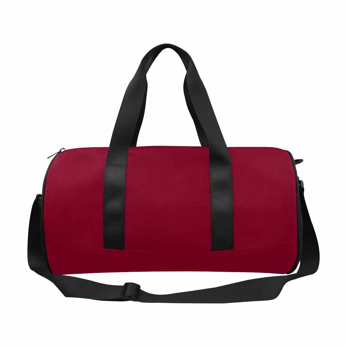 Burgundy Red Duffel Bag with waterproof fabric, spacious compartments, and adjustable shoulder strap, ideal for travel and outdoor activities.