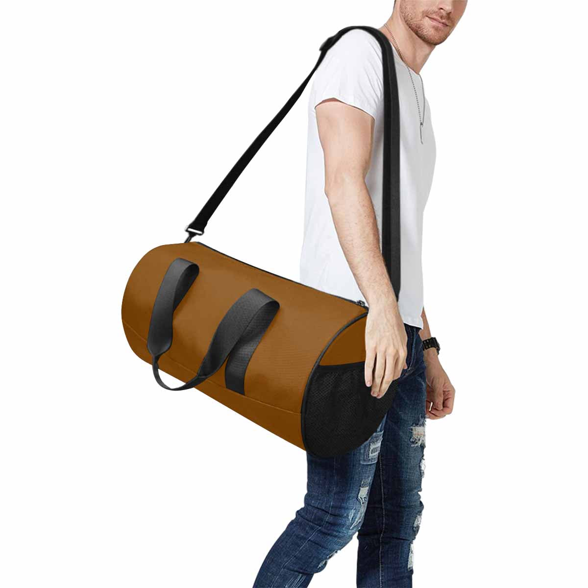 Chocolate Brown Duffel Bag designed for travel and outdoor activities, featuring waterproof fabric and spacious compartments.