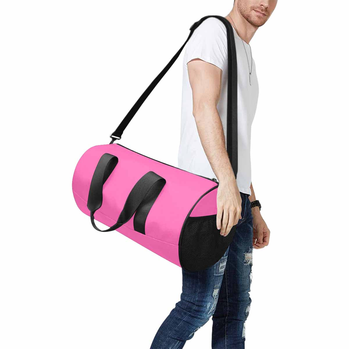 Hot Pink Duffel Bag designed for travel and outdoor activities, featuring waterproof fabric and spacious compartments.