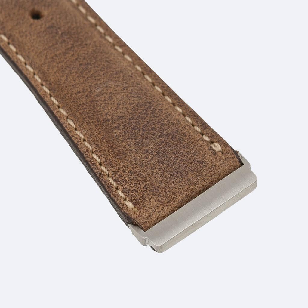 Dundee Classic FitBit Leather Watch Straps in premium full-grain leather with polished stainless-steel buckle, showcasing elegant design.