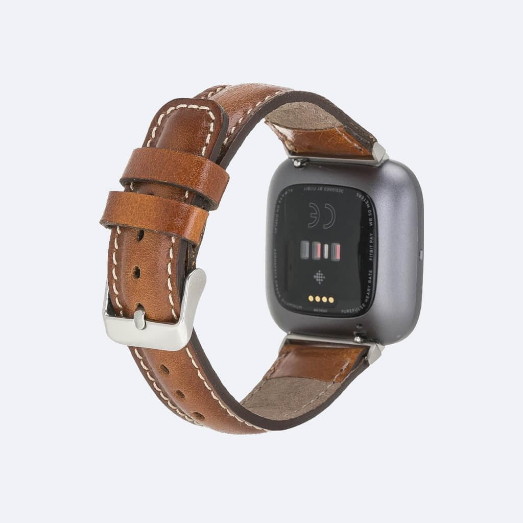 Dundee Classic FitBit Leather Watch Straps in premium full-grain leather with polished stainless-steel buckle, showcasing elegant design.