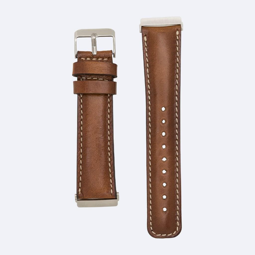 Dundee Classic FitBit Leather Watch Straps in premium full-grain leather with polished stainless-steel buckle, showcasing elegant design.