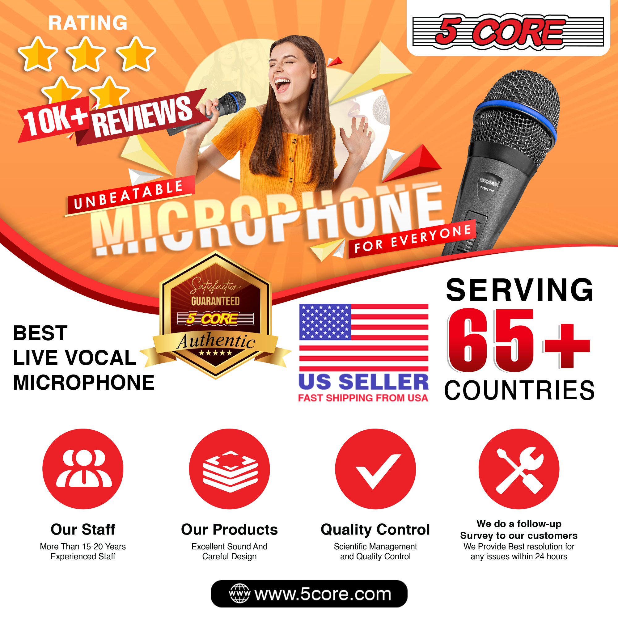 Dynamic Handheld Microphone PM 619 with XLR audio cable, showcasing its rugged design and cardioid pickup pattern.