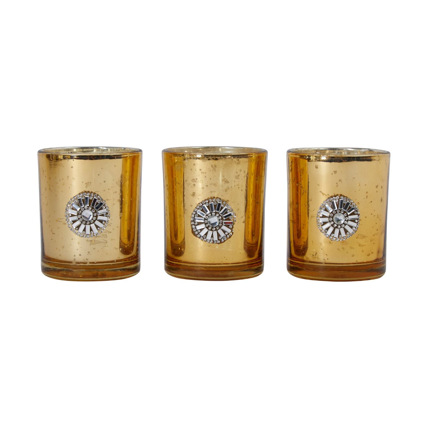 Set of 3 handmade Austrian crystal candle holders in tumbler shape, showcasing elegance and craftsmanship.