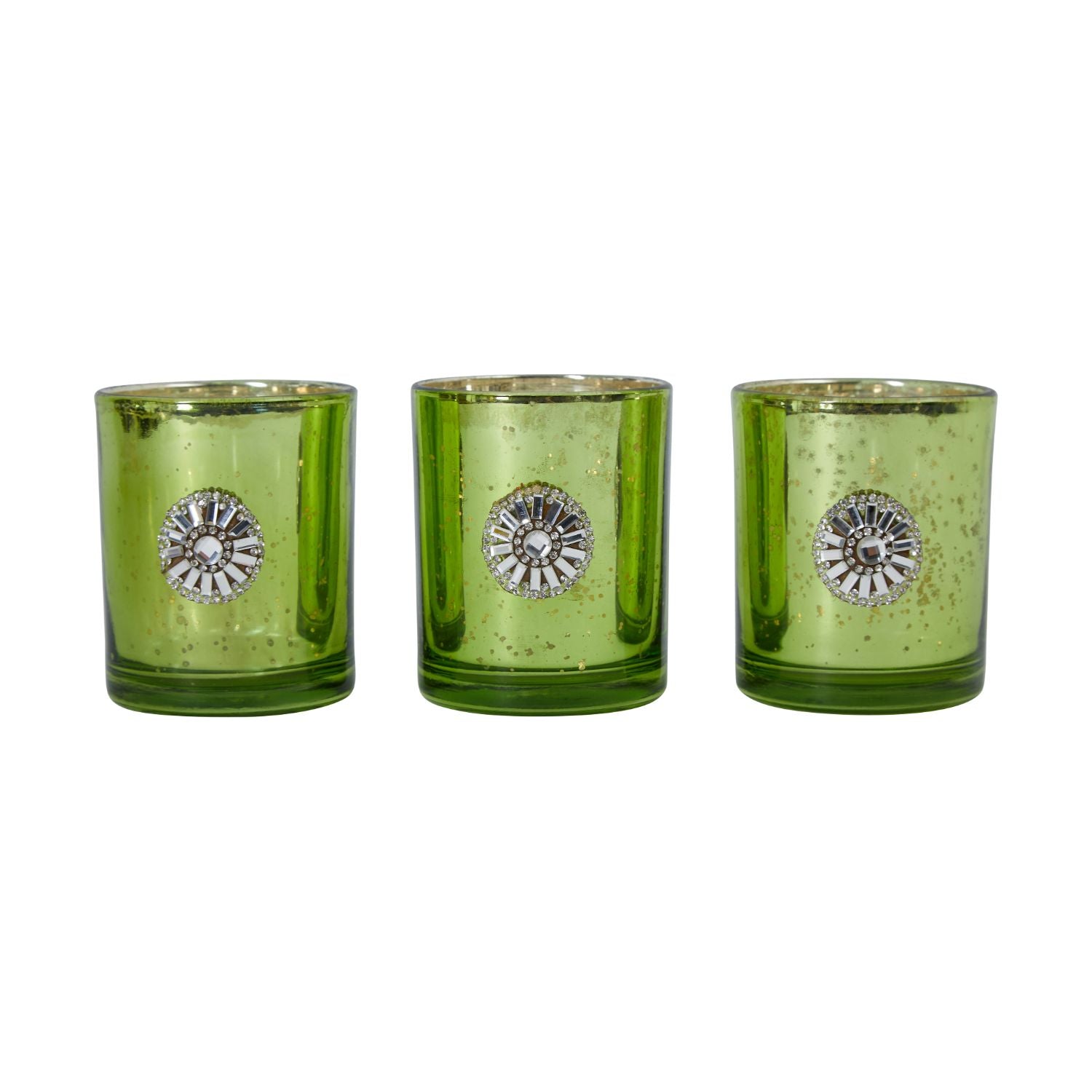 Set of 3 handmade Austrian crystal candle holders in tumbler shape, showcasing elegance and craftsmanship.