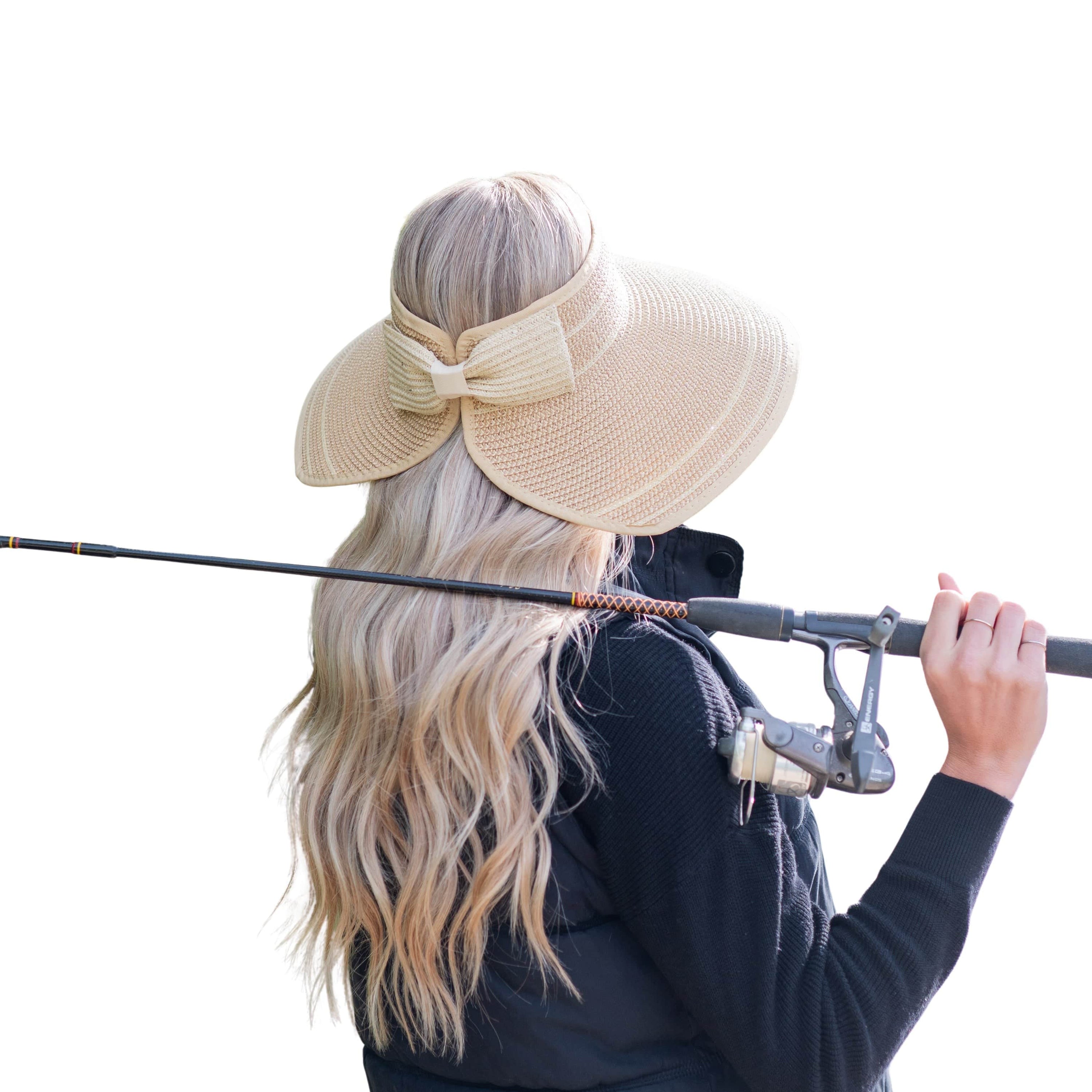 Easy Rollable Straw Visor Hat with adjustable Velcro, perfect for sun protection and outdoor activities.