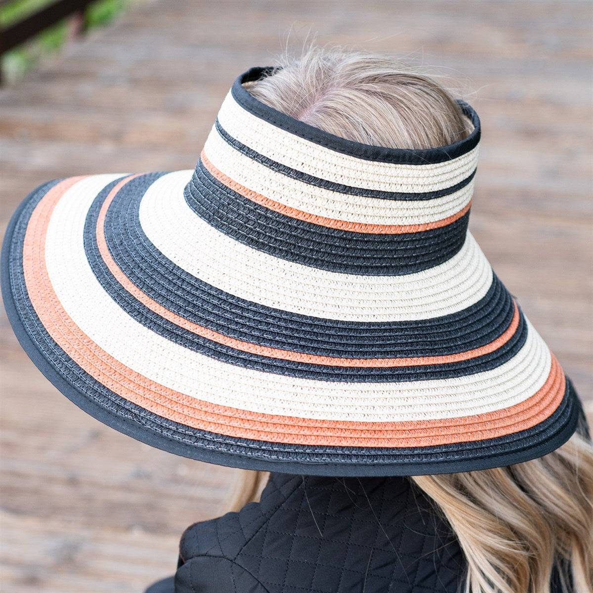 Easy Rollable Straw Visor Hat with adjustable Velcro, perfect for sun protection and outdoor activities.