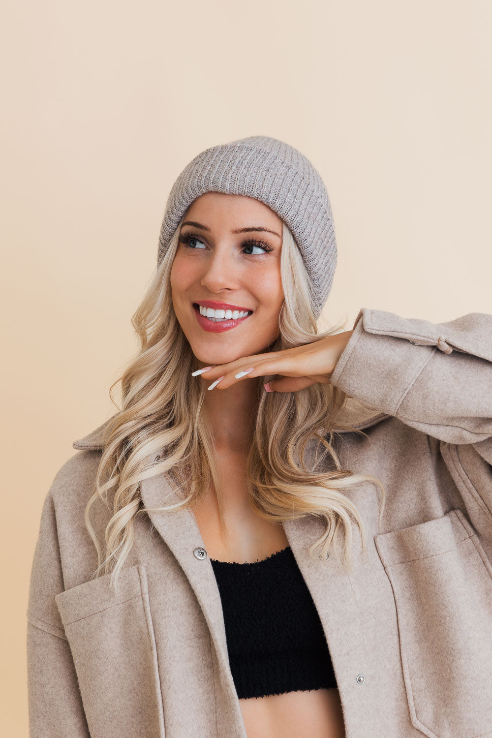 Eco Friendly Chic Knit Beanie made from sustainable materials, featuring a stylish knit design in a cozy fit.