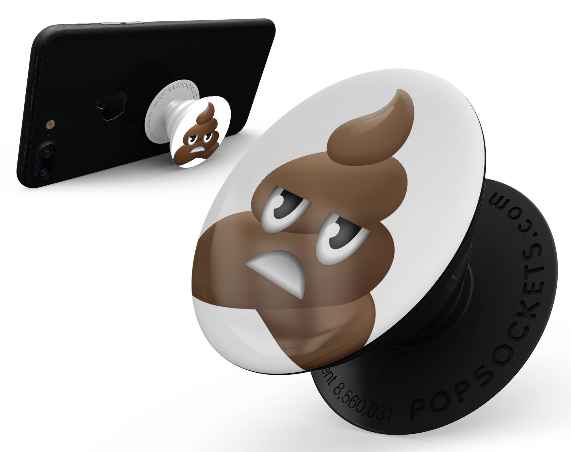 Eh Poop Emoticon Emoji Skin Kit for PopSockets, featuring a playful design on premium vinyl for smartphone grips.