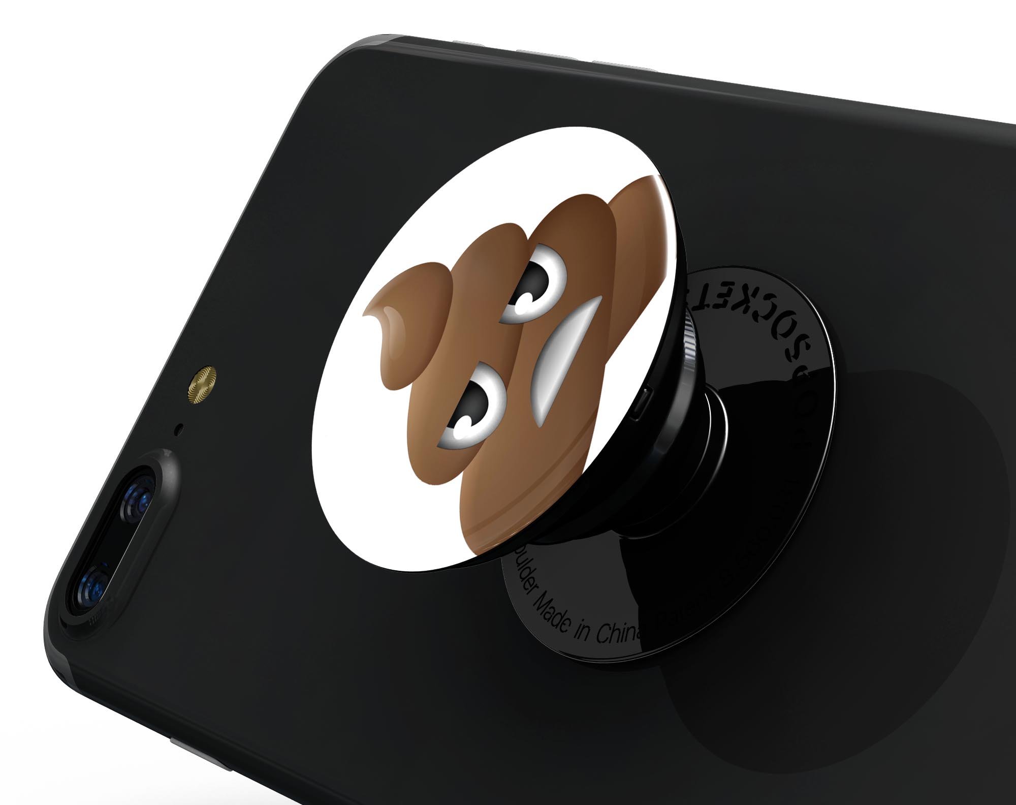 Eh Poop Emoticon Emoji Skin Kit for PopSockets, featuring a playful design on premium vinyl for smartphone grips.